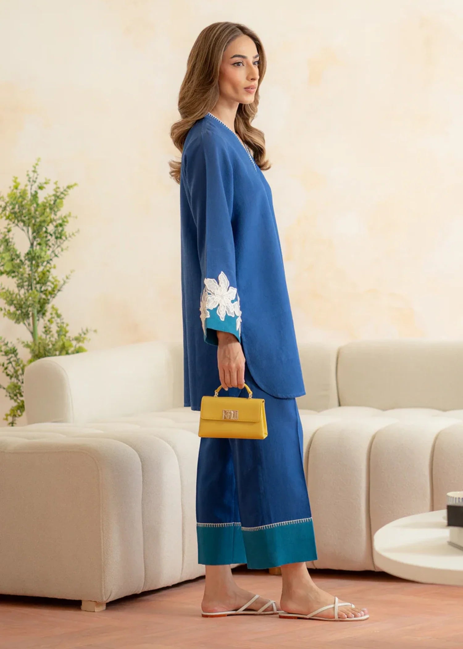 dobby Co ord Sets in Navy blue