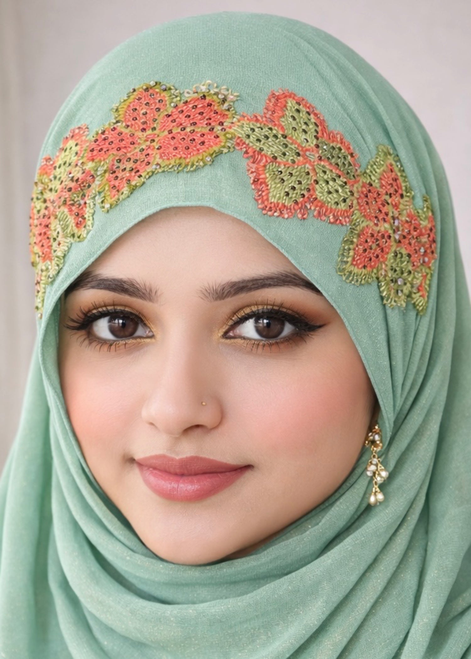 georgette chiffon Hijab in Moss green