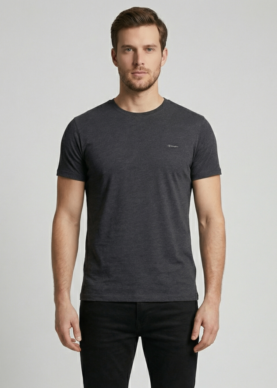 single jersey knit T Shirt in Charcoal black