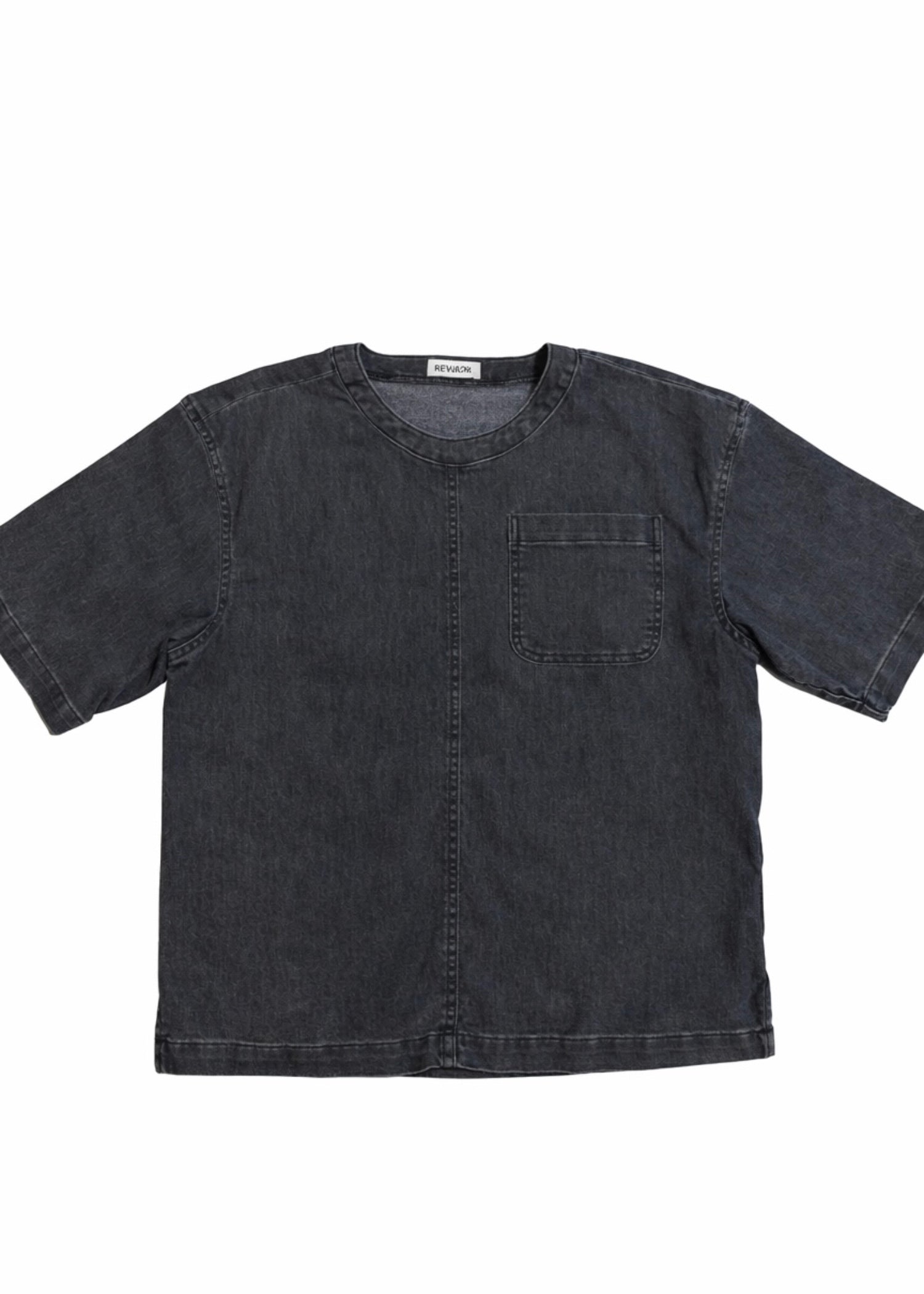 acid-wash denim Top in Black