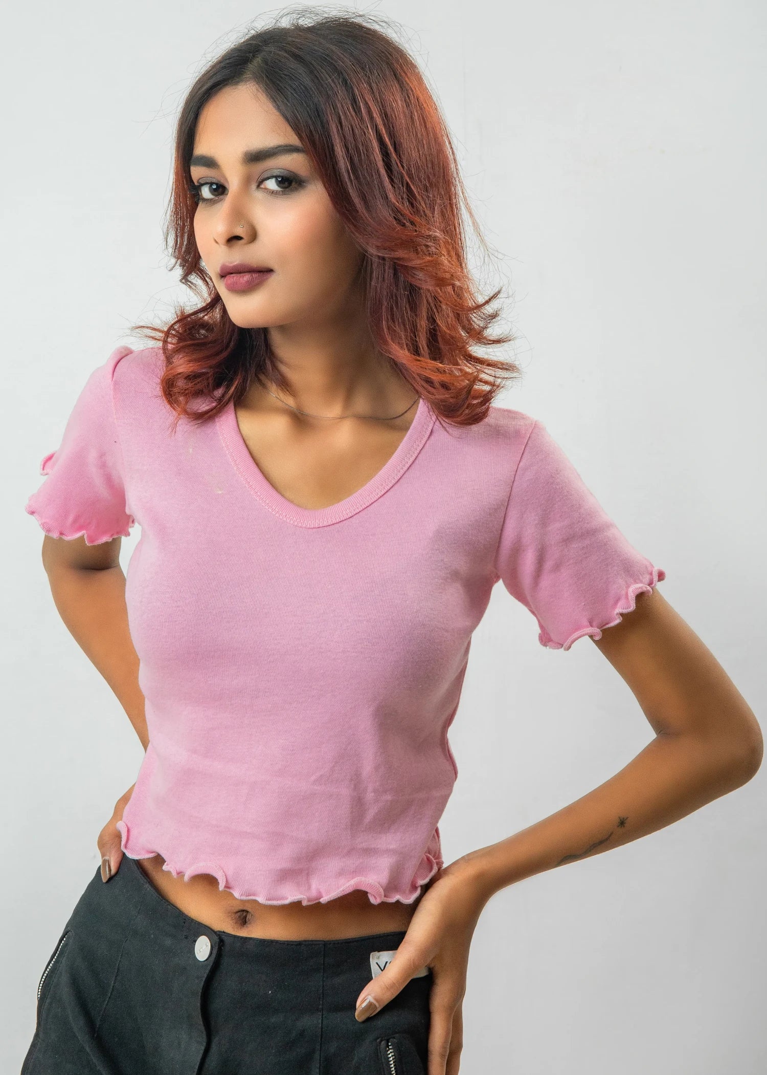 jersey knit Top in Baby pink