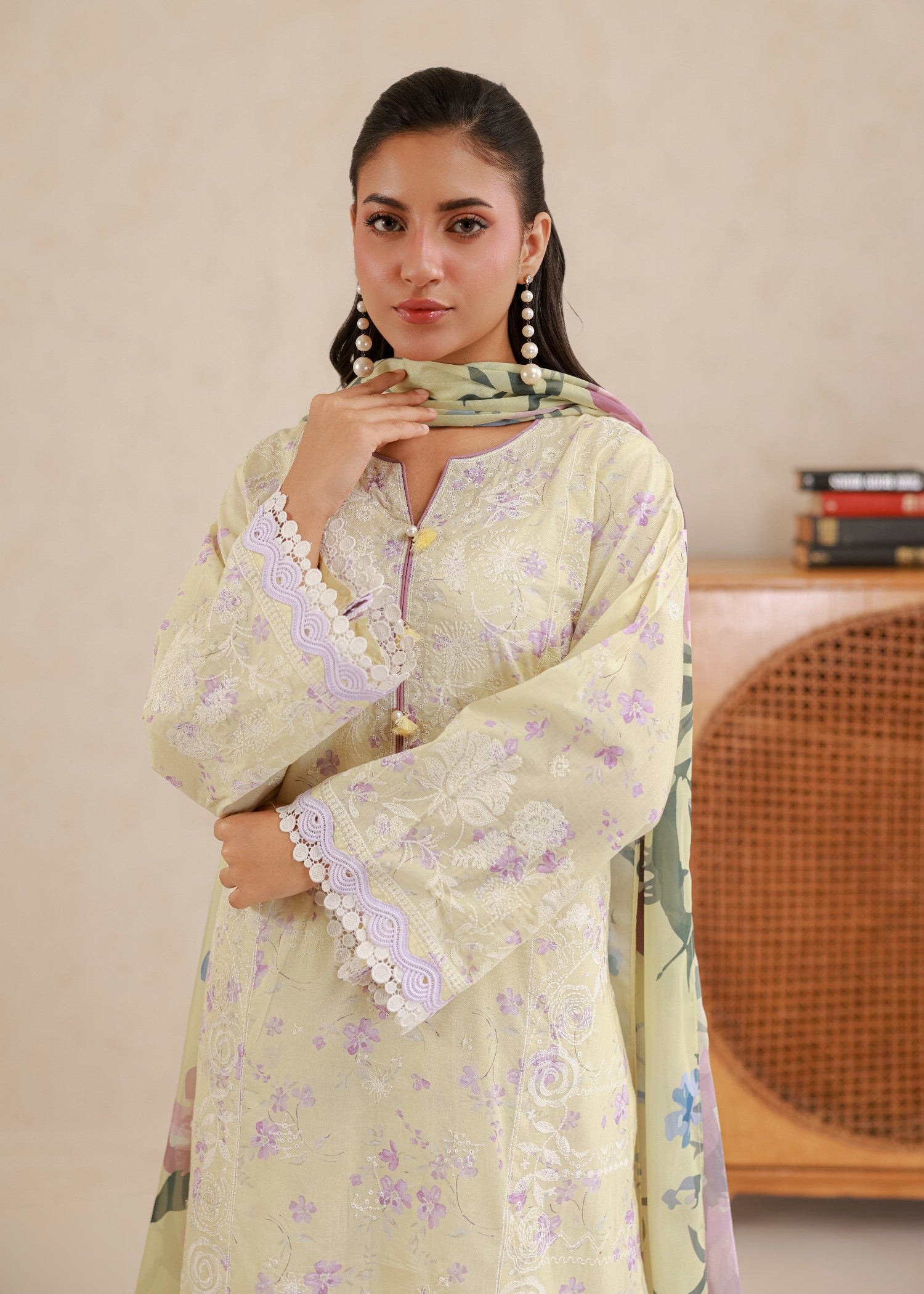 lawn Unstitched in Lemon chiffon