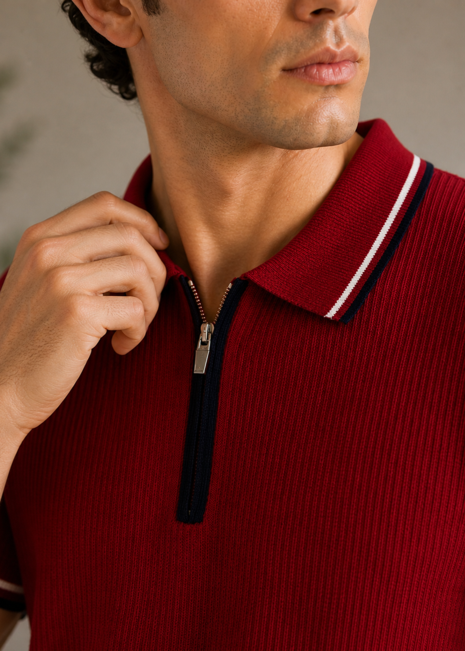 cotton Polo Shirt in Crimson