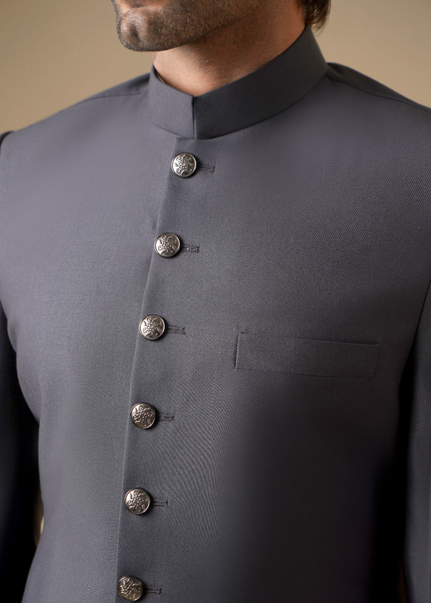 tropical Sherwani in Dark grey