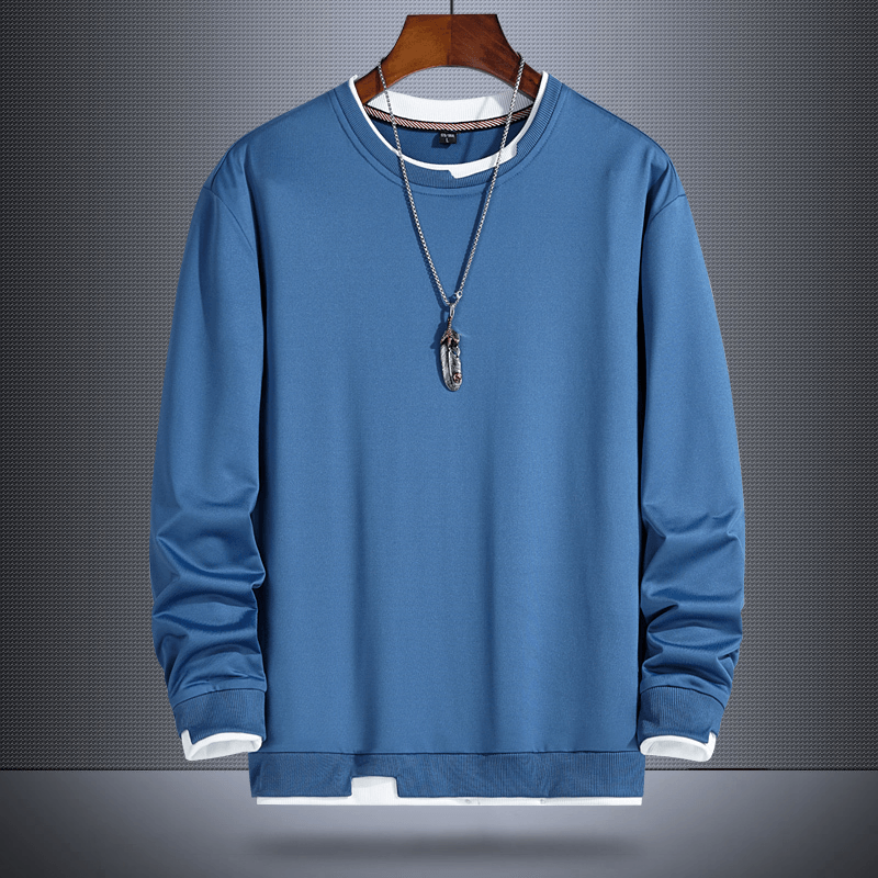Fake Two-Piece Sweater Men'S Korean Style Trend