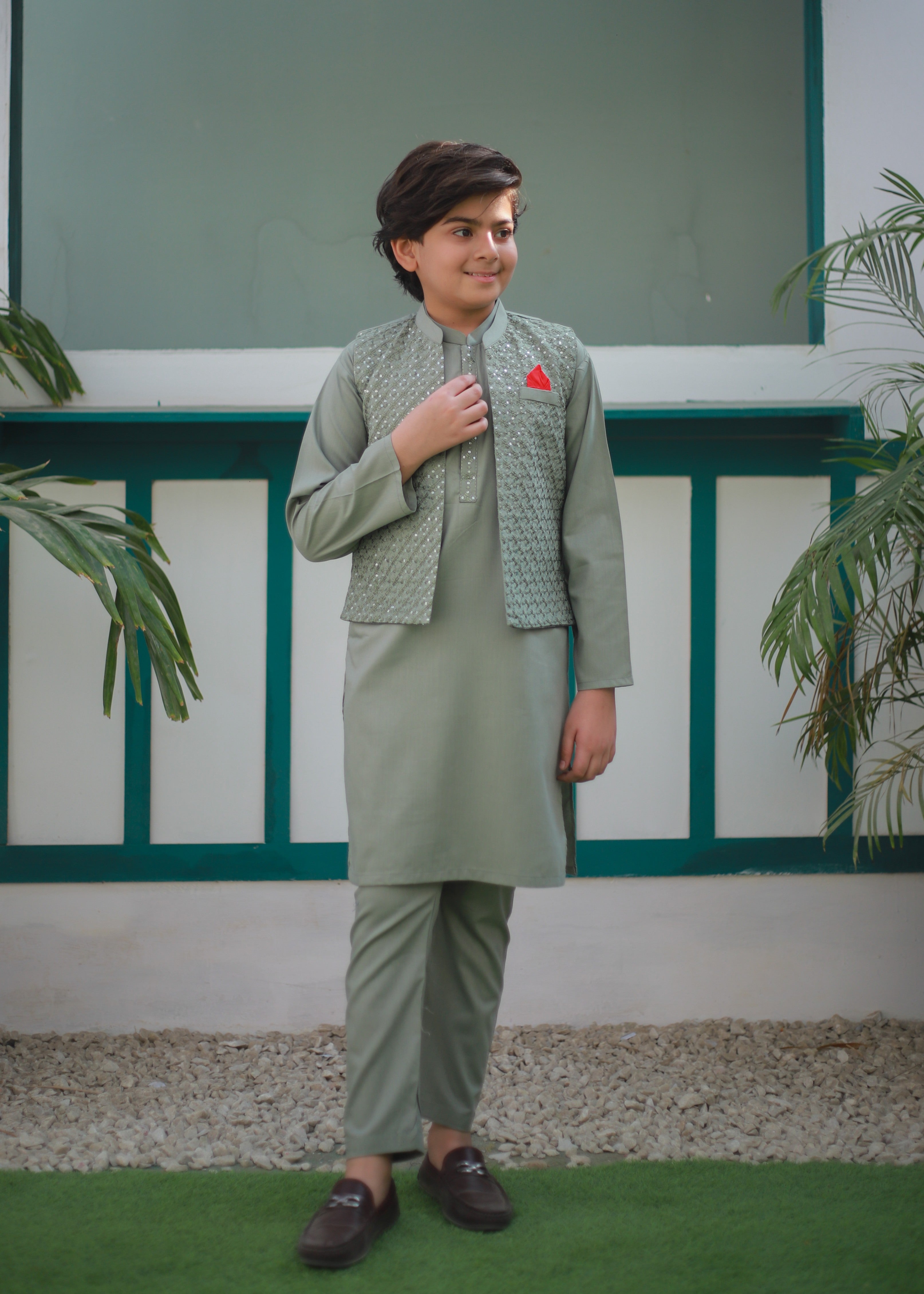 suiting Waistcoat in Moss green