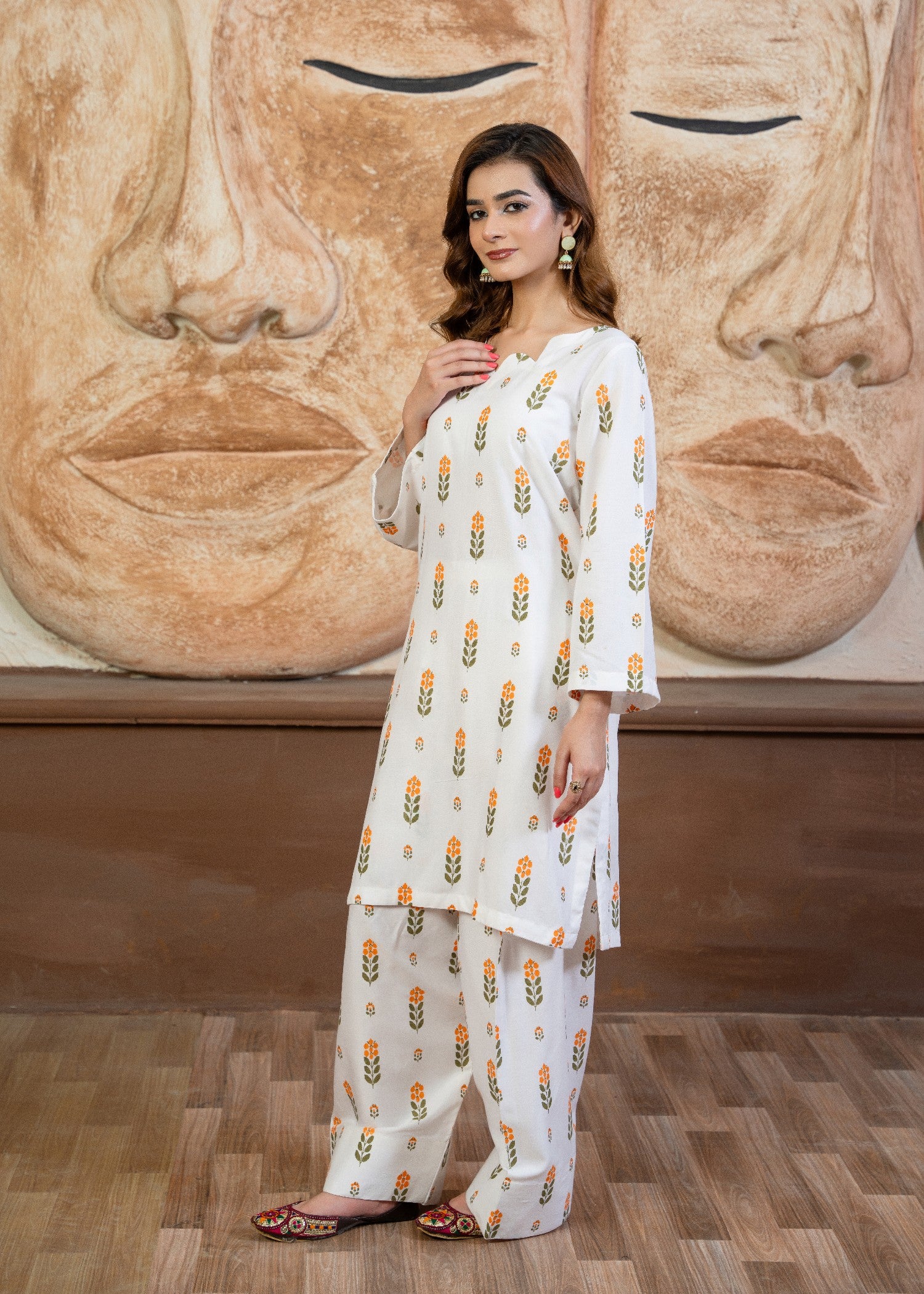 lawn cotton Co Ord Sets in White