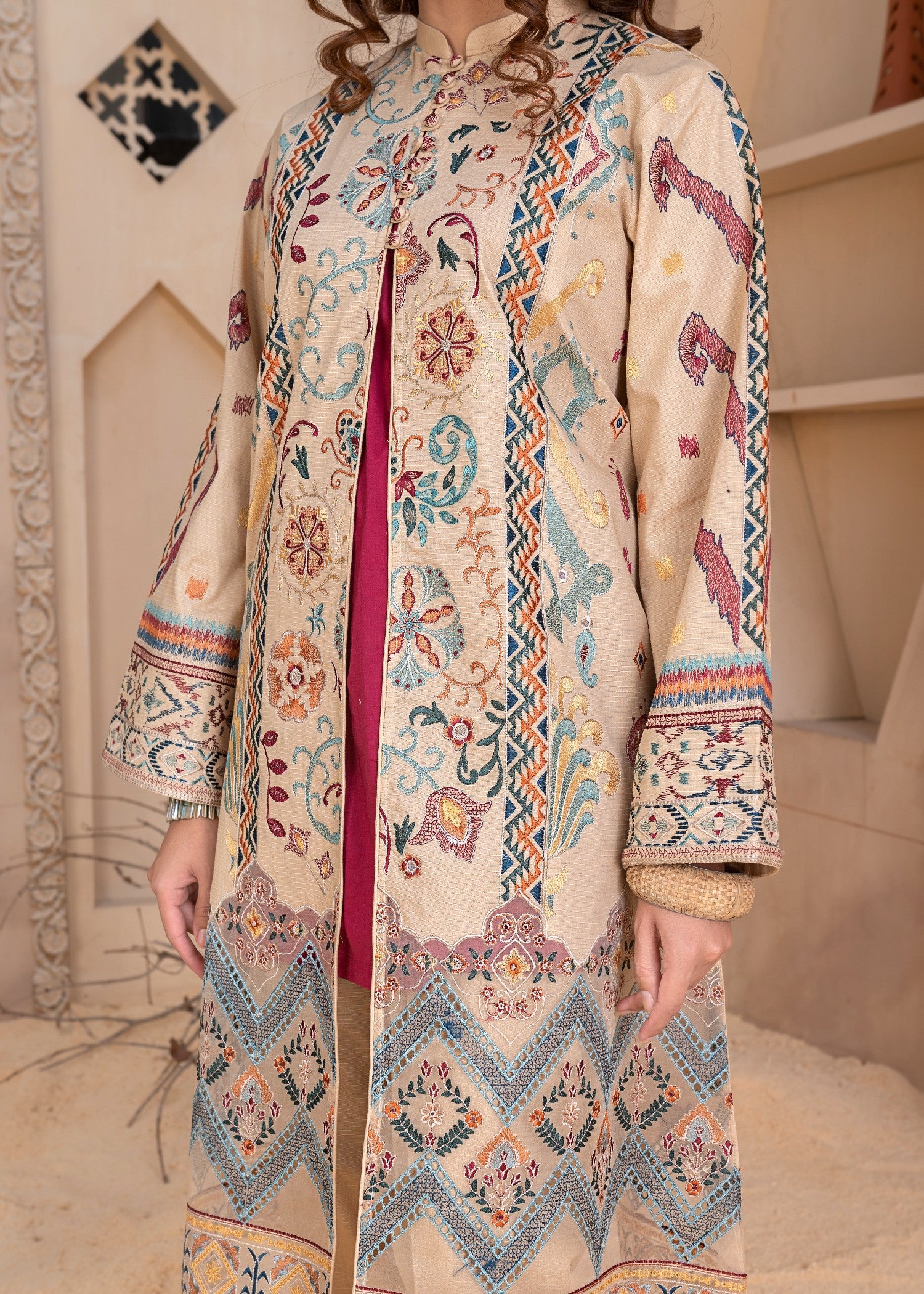 lawn Gown in Beige