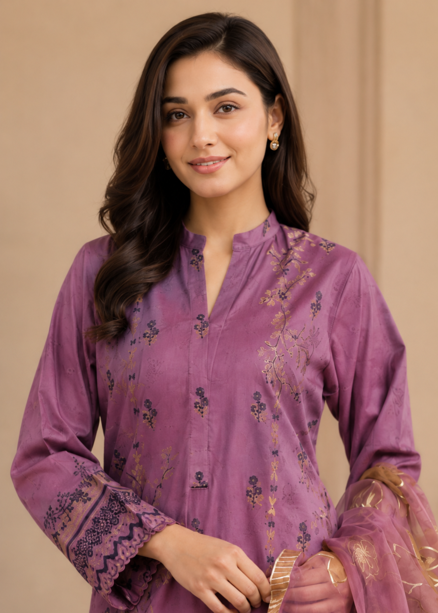 lawn Kurta Set in Flamingo