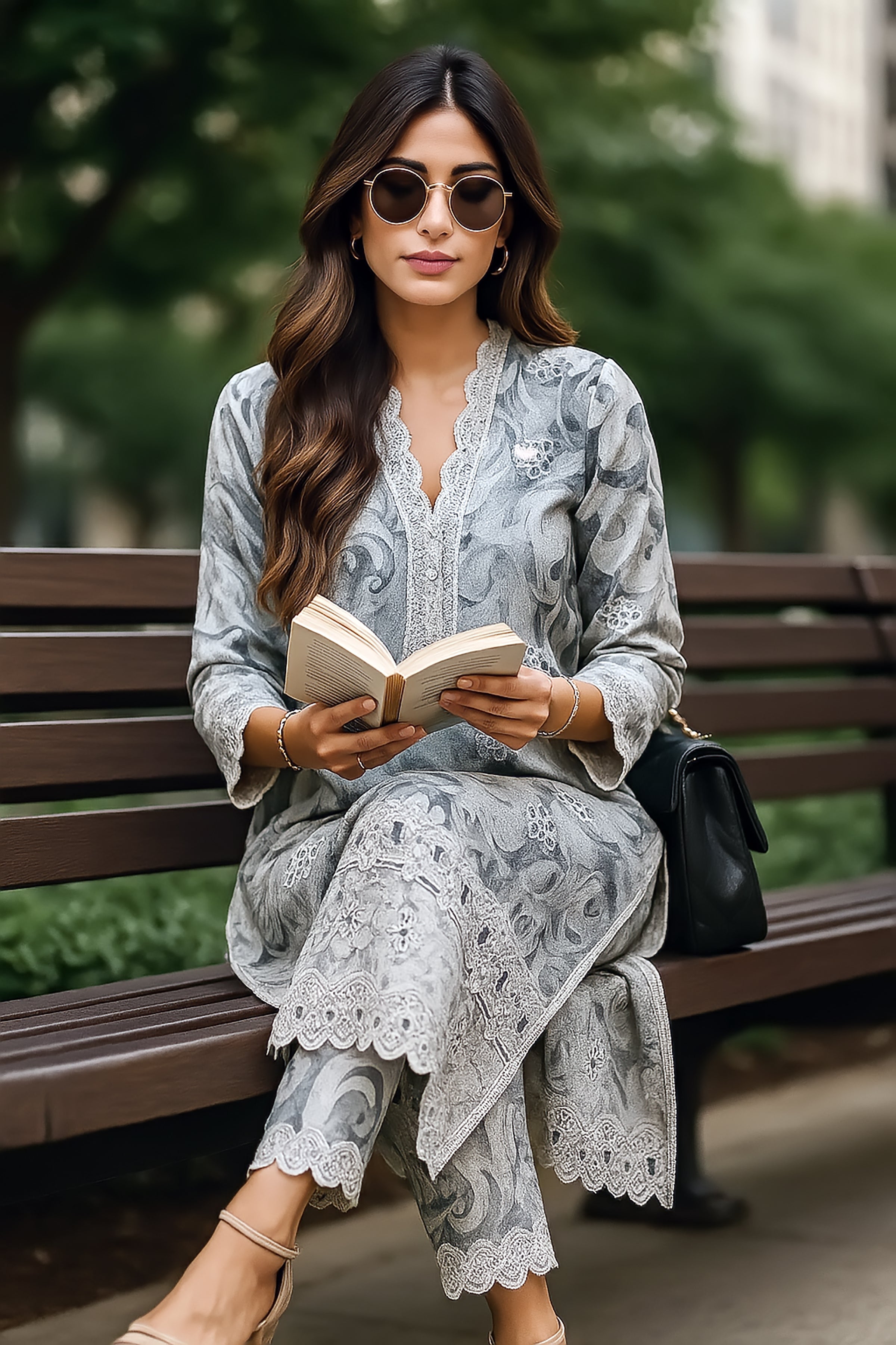 cambric Kurta Set in Graphite