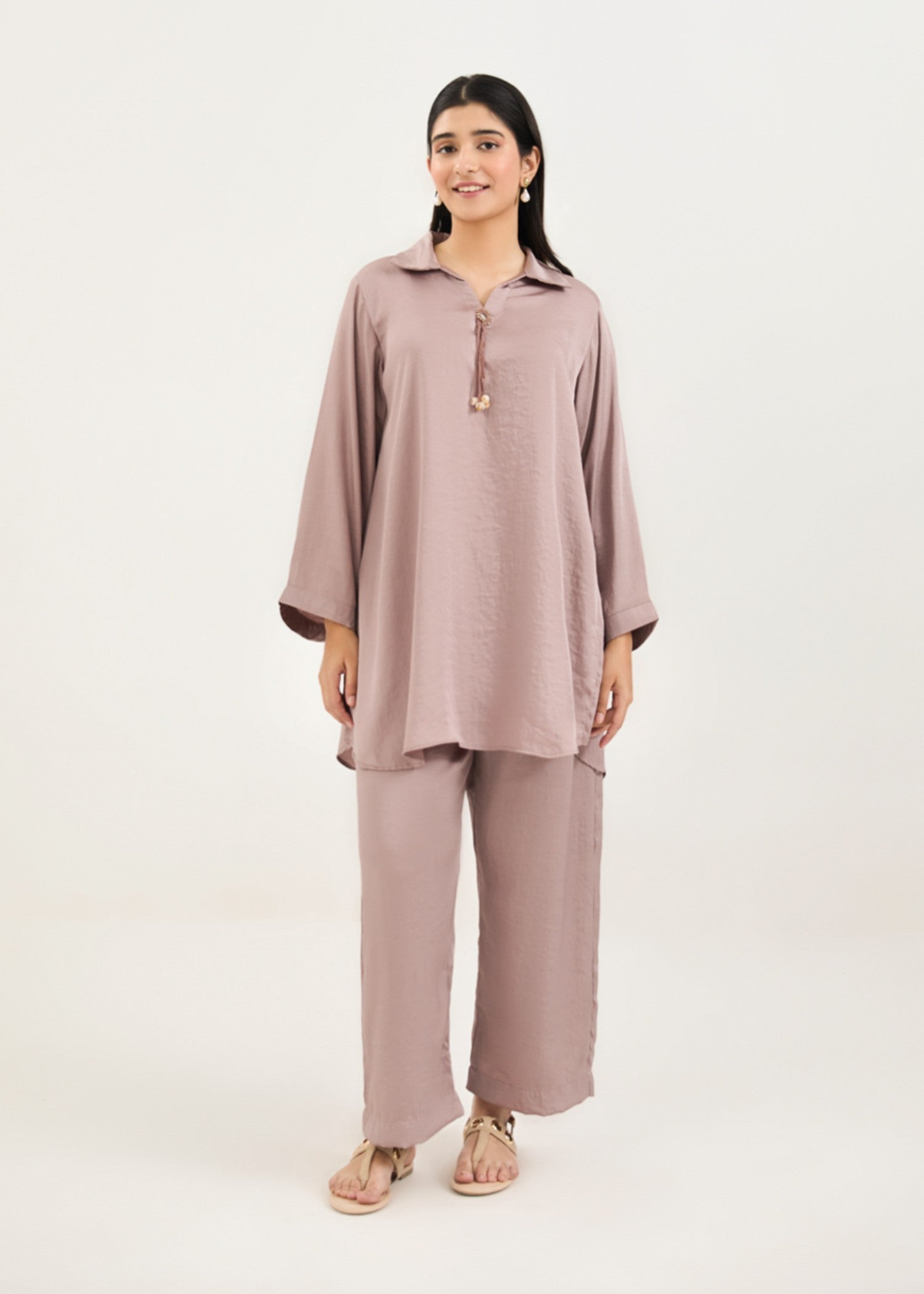 silk Co ord Sets in Lavender grey