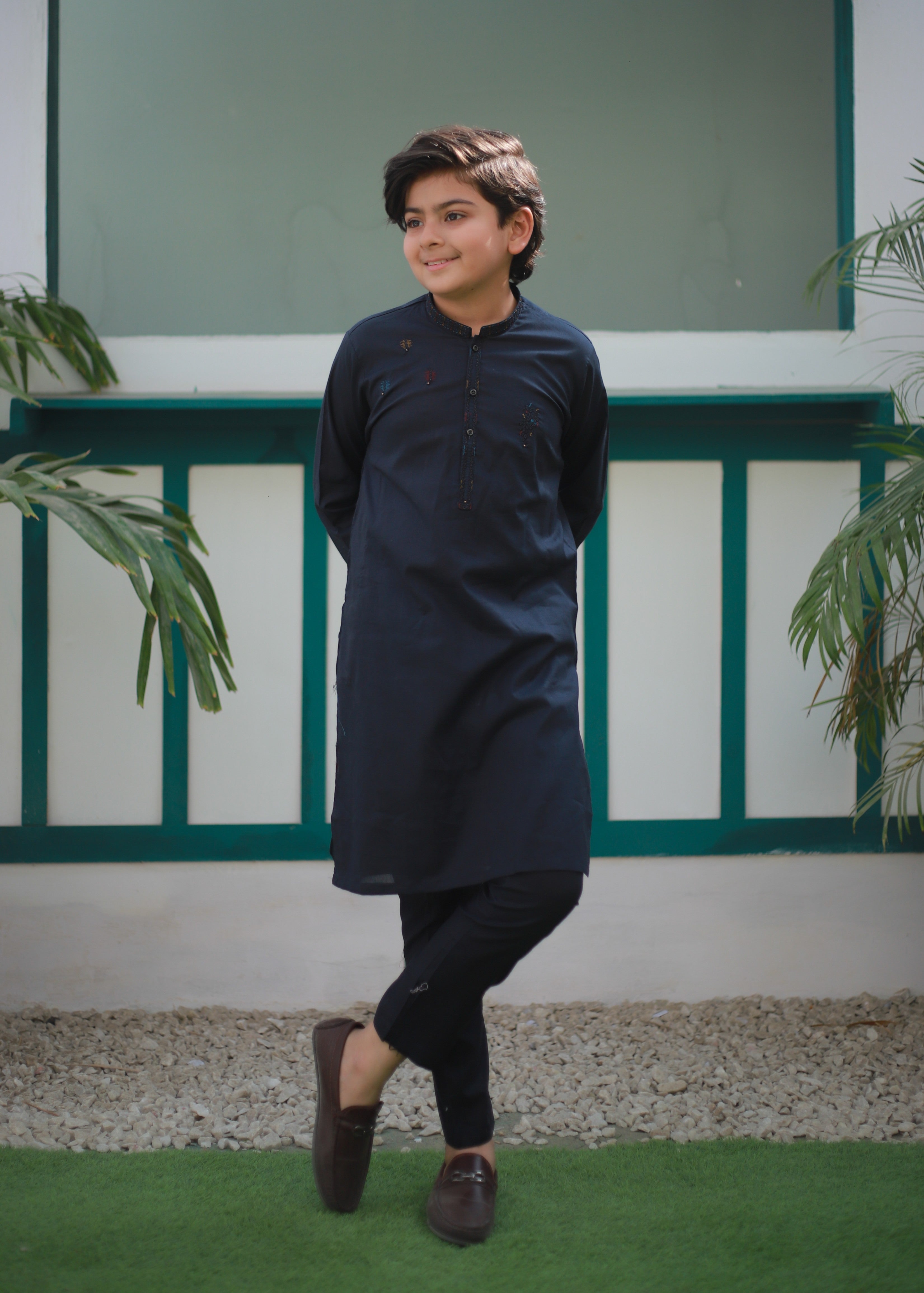 cotton Kurta Set in Prussian blue