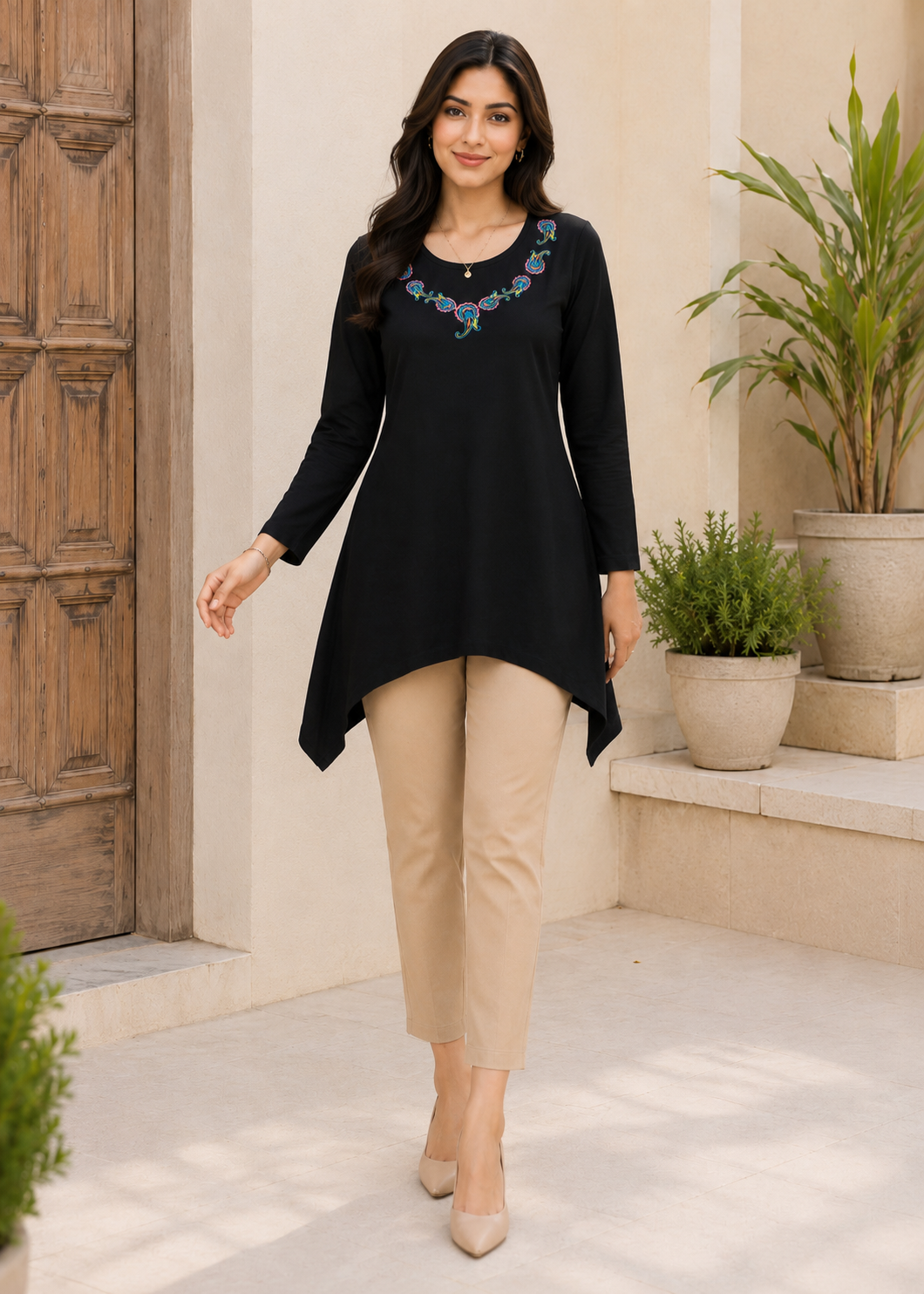 single jersey knit Top in Black