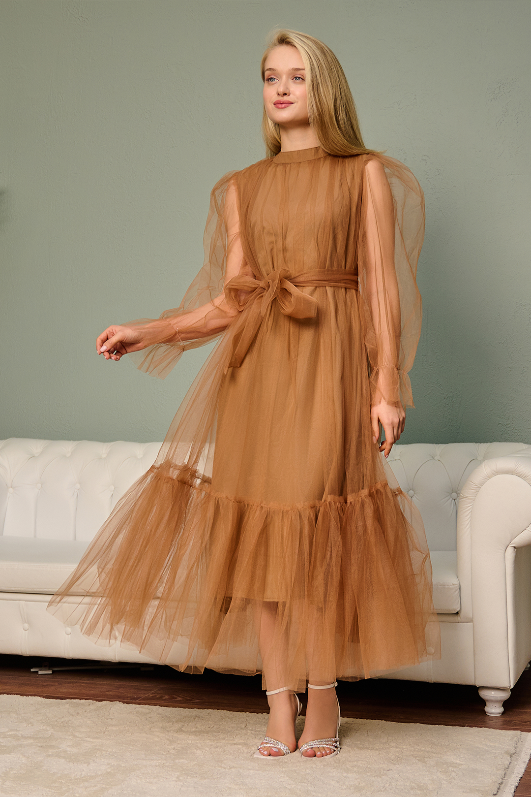 net Dress in Brown