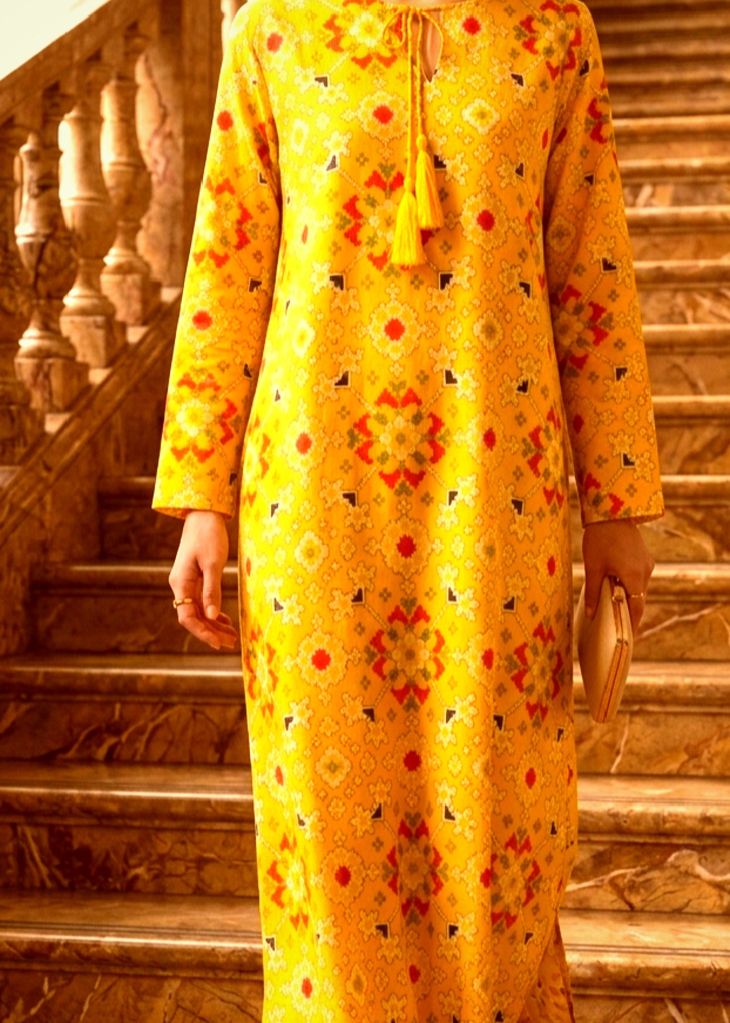 pure viscose Kaftan in Yellow