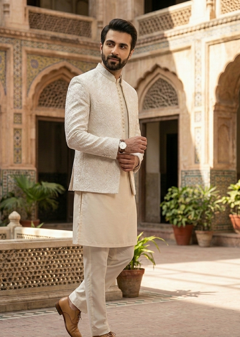 silk Prince Coat in White