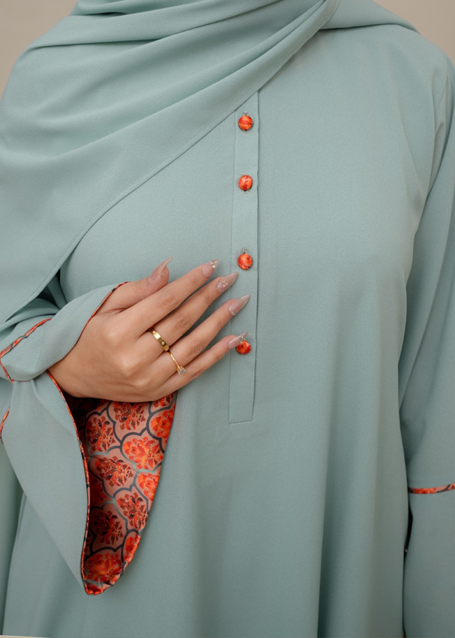 crepe silk Abaya in Pastel green