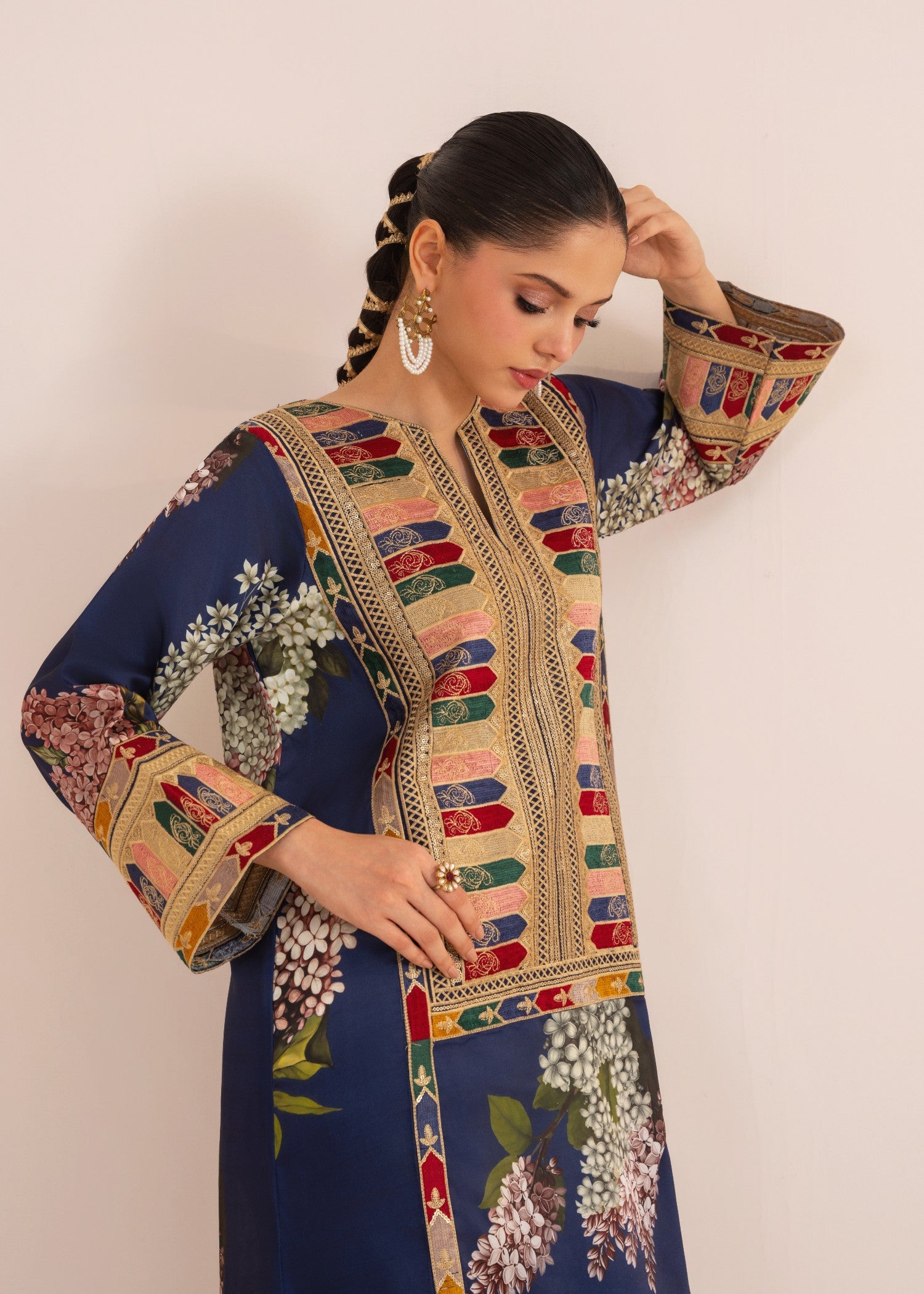 silk Kaftan in Blue