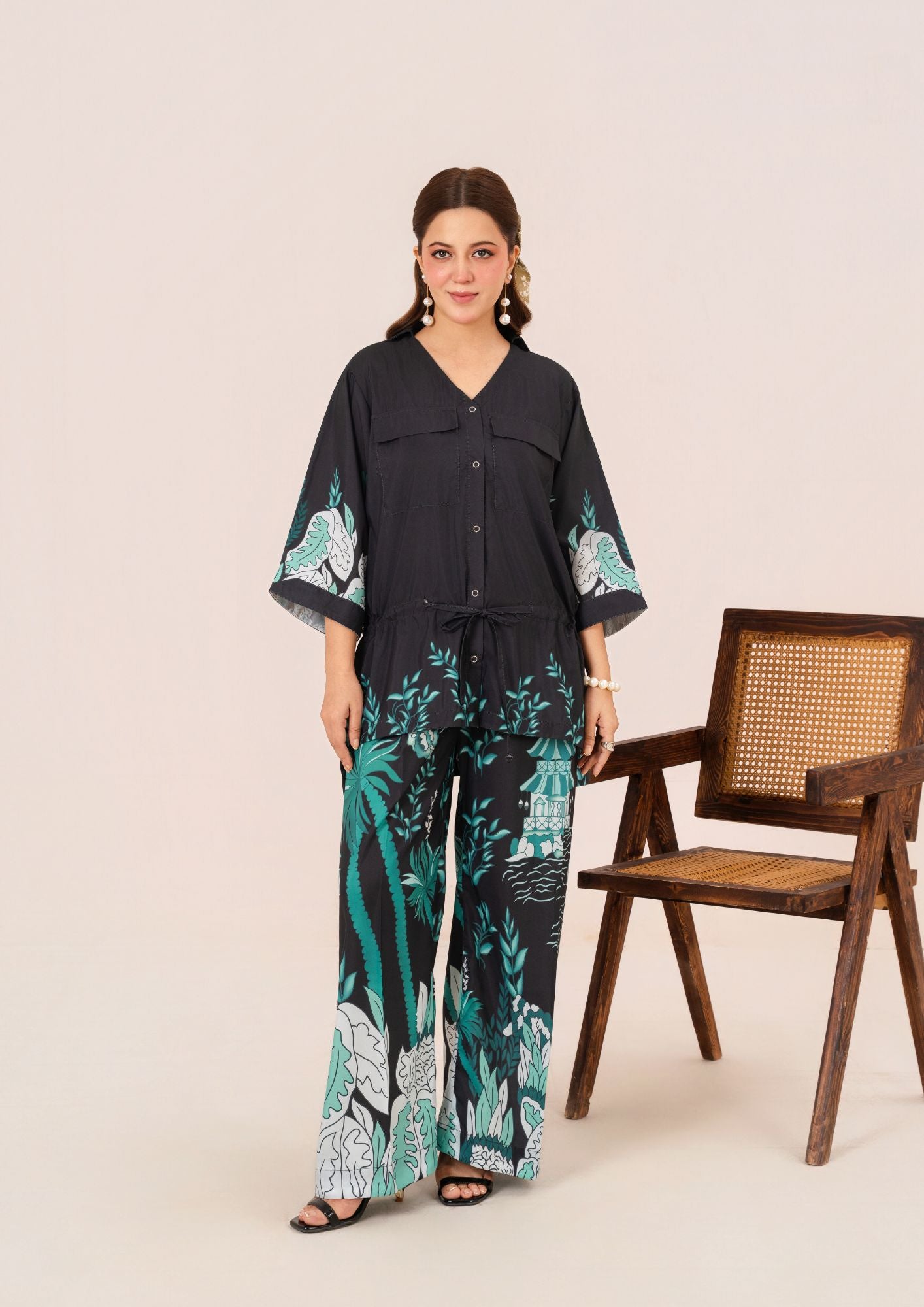 swiss cotton Co ord Sets in Black