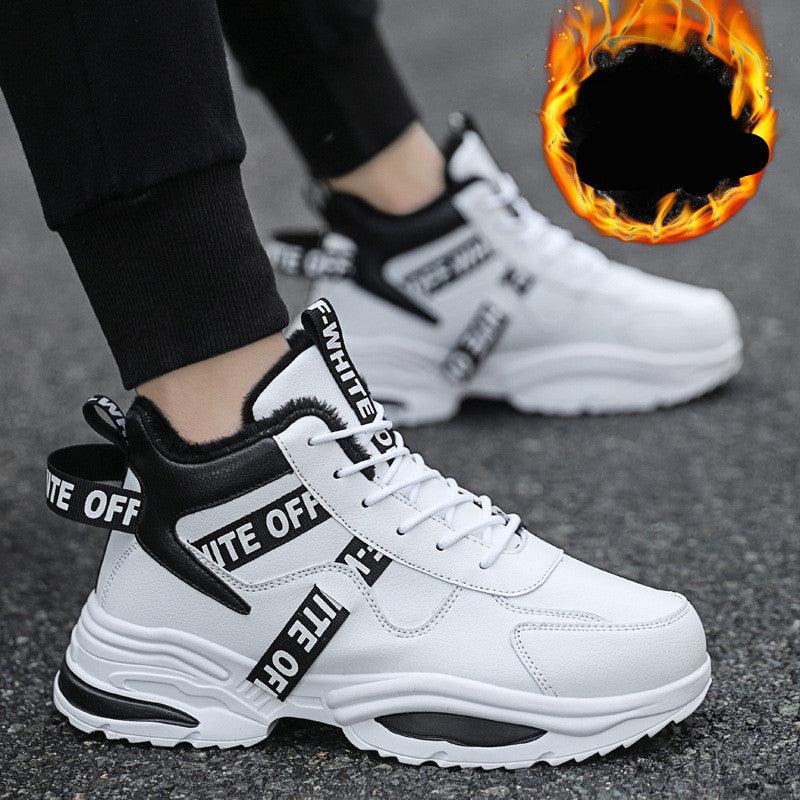 Warm high-top shoes with fleece