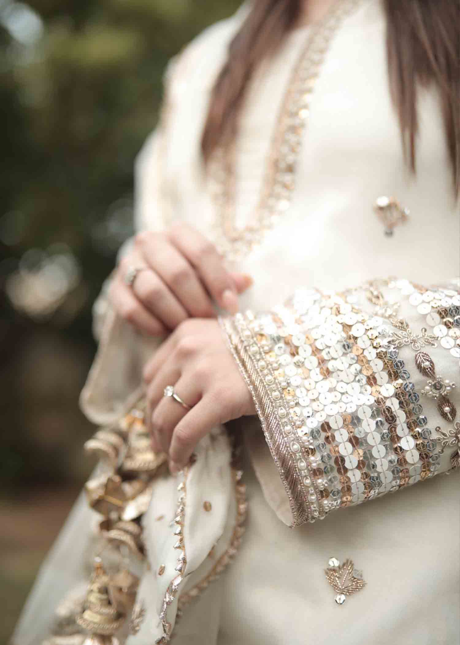 organza Gharara in White