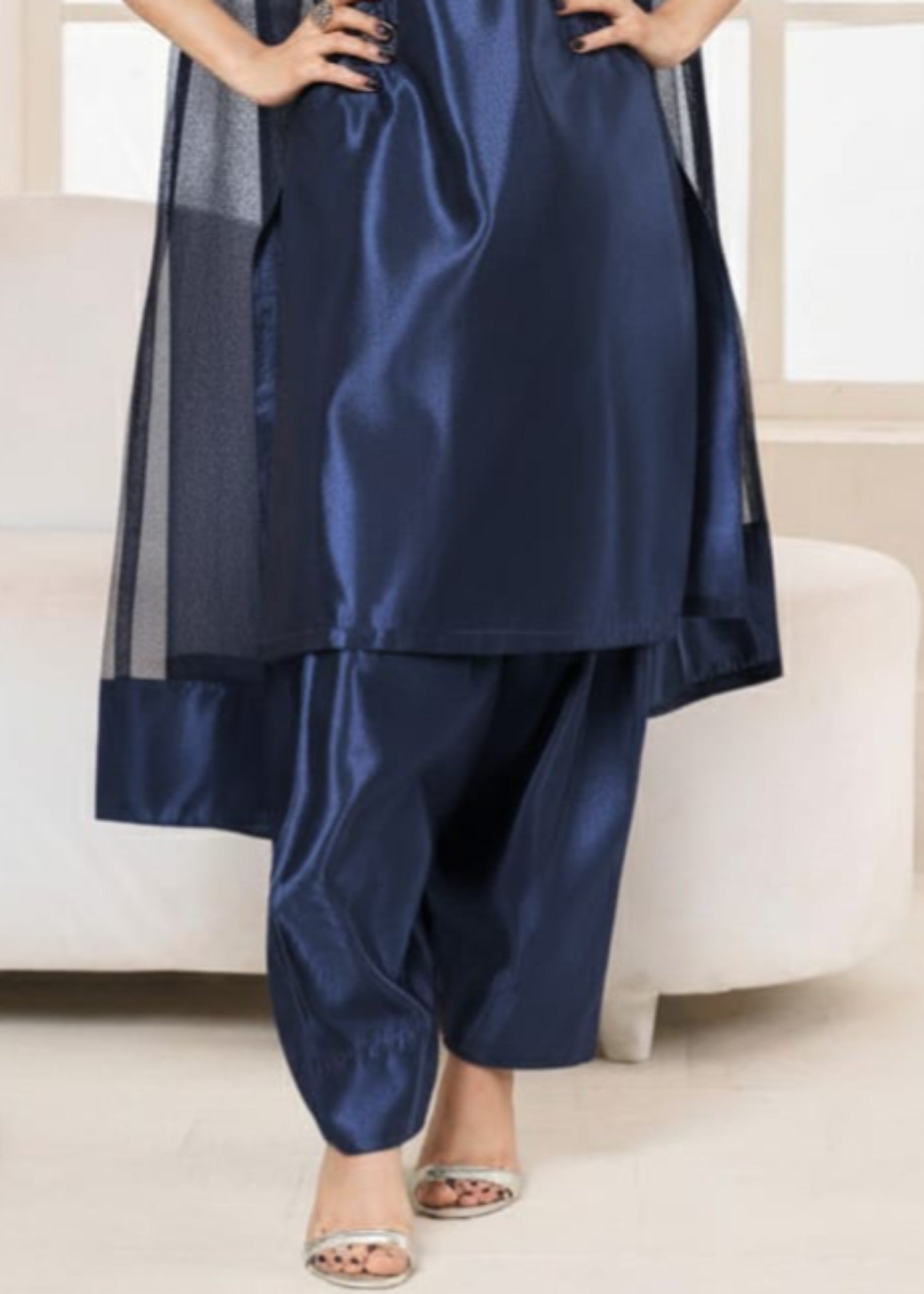 kattan silk Kurta Set in Dark blue