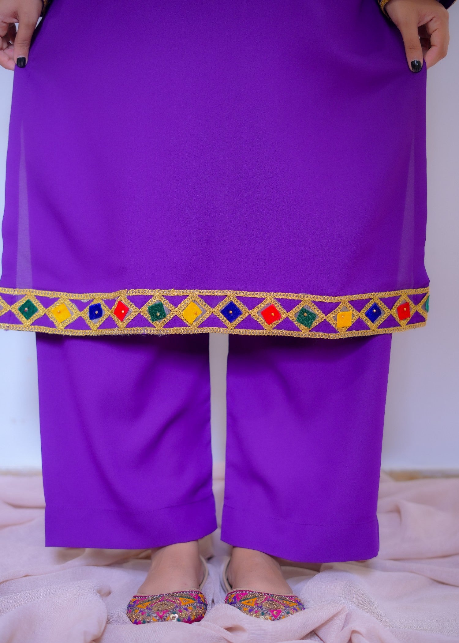 georgette Kurta Set in Electric purple