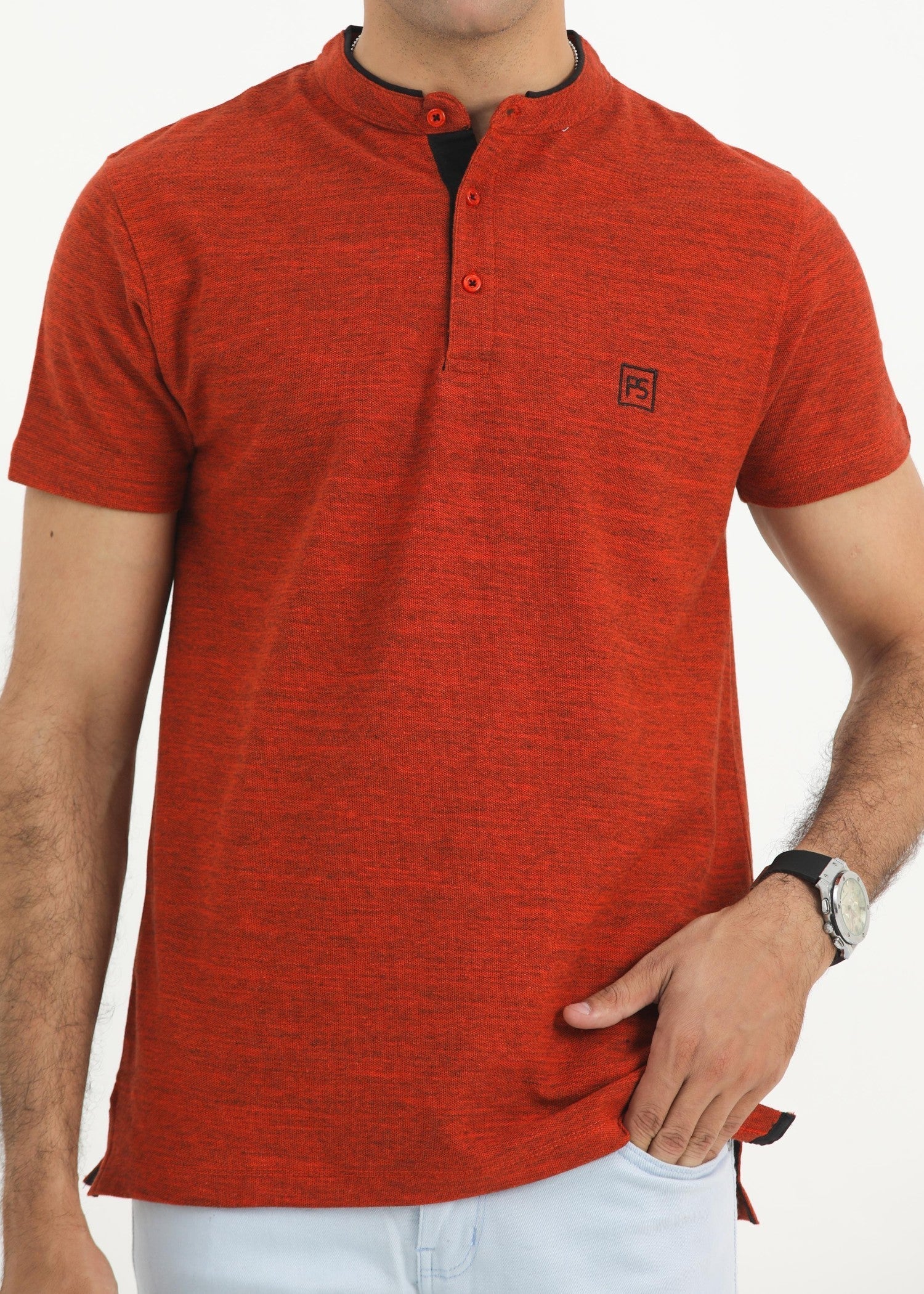 porque/pique T Shirt in Rust orange