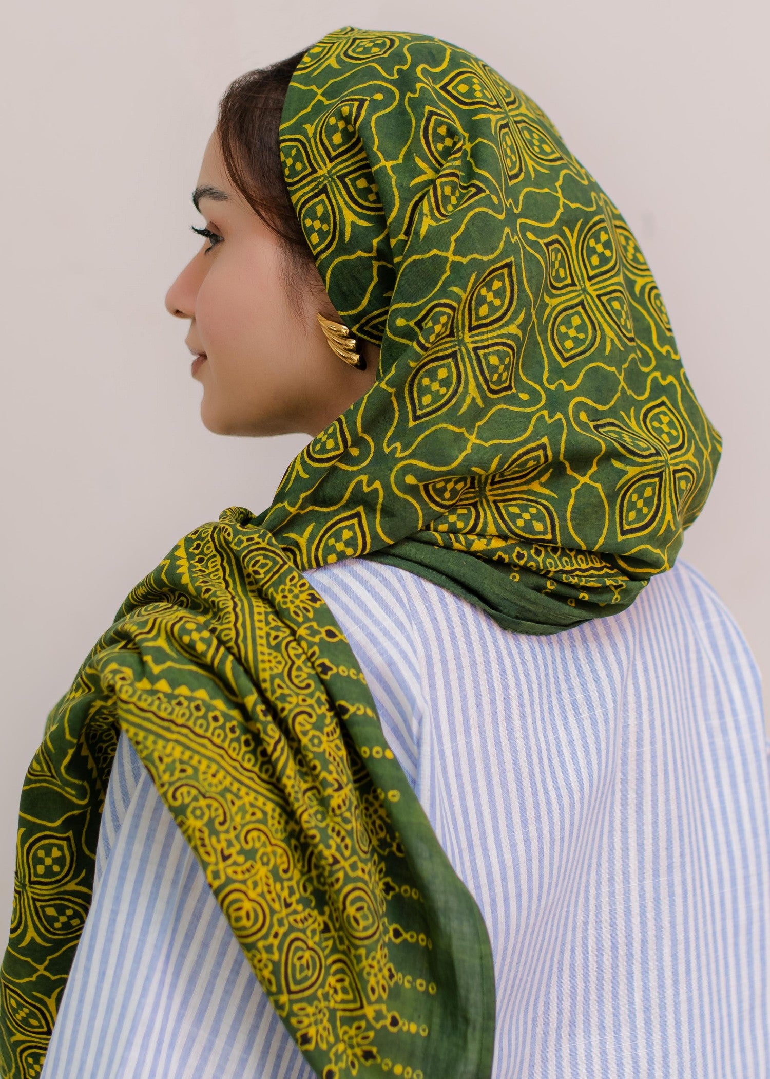 lawn cotton Hijab in Green