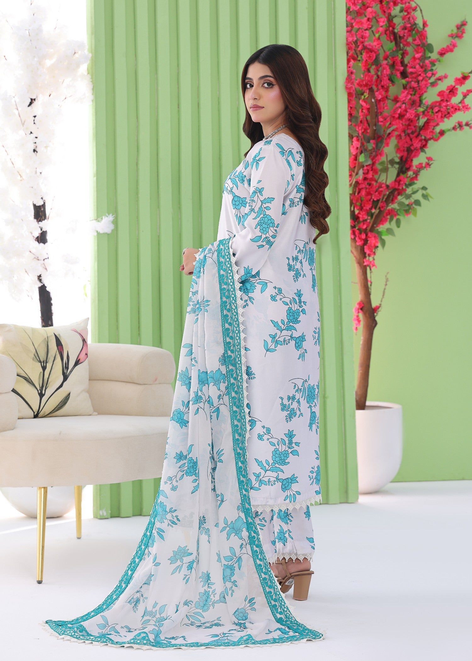 poly silk Kurta Set in Off-white
