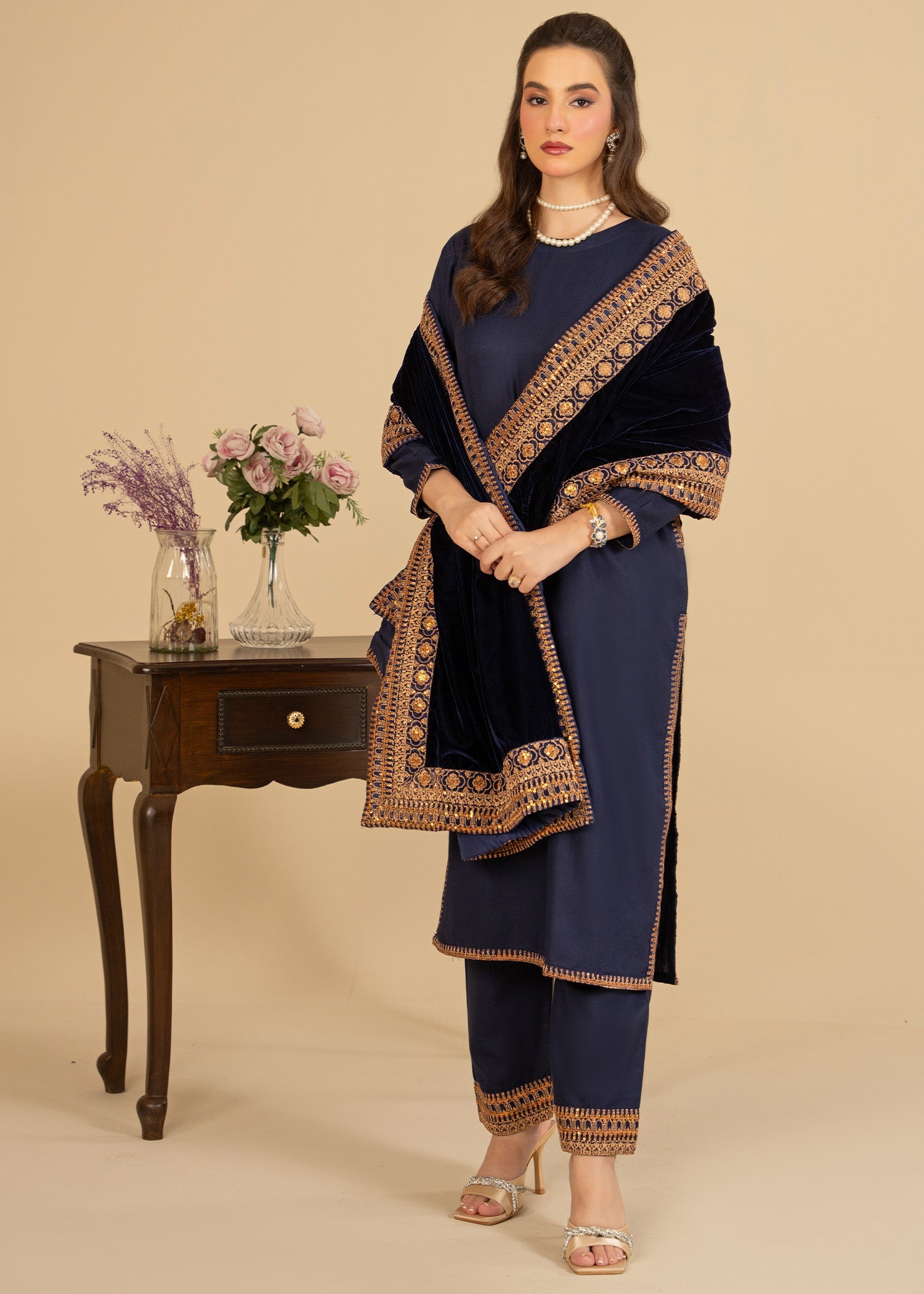 dhanak Kurta Set in Blue
