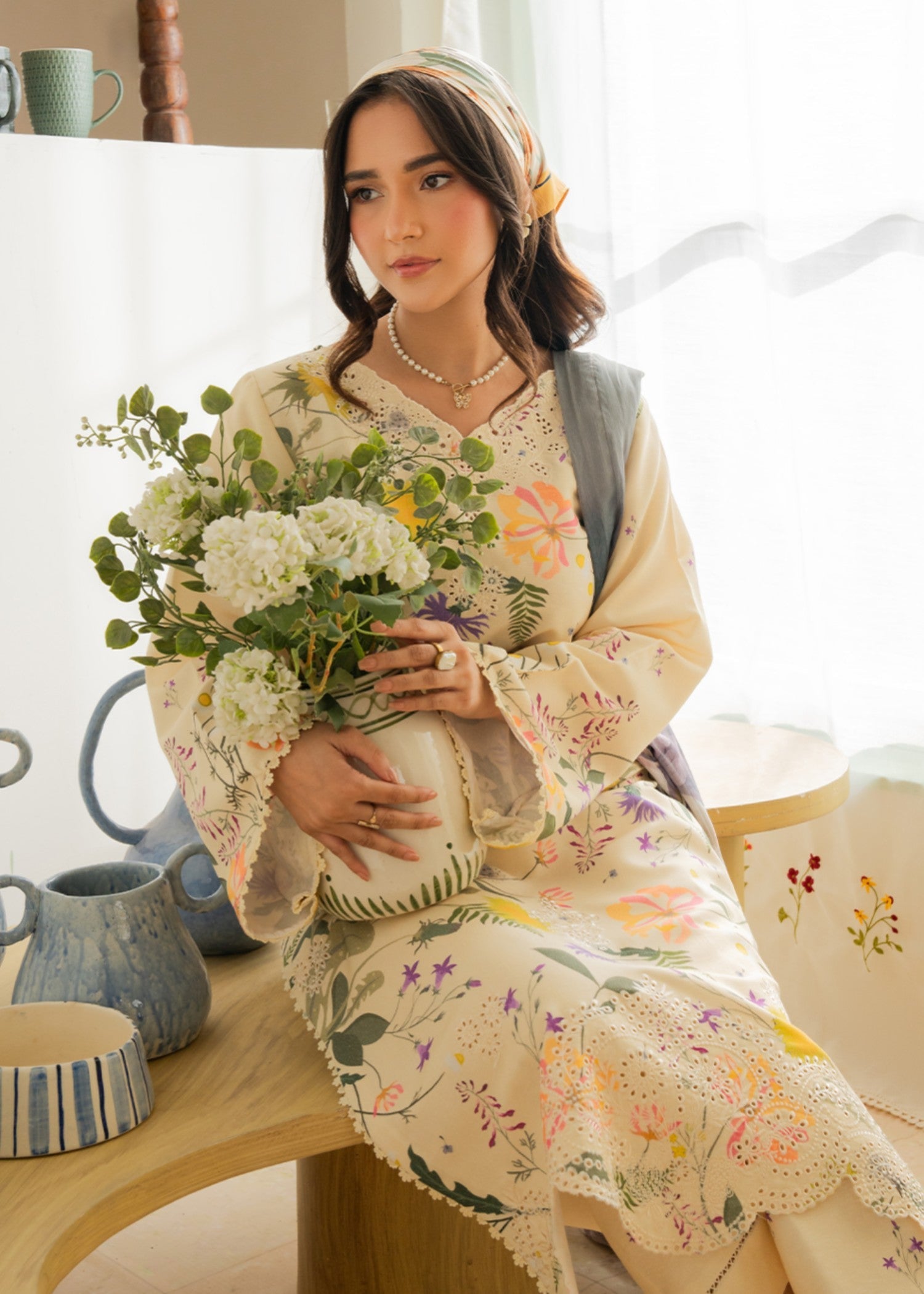 karandi Unstitched in Cream
