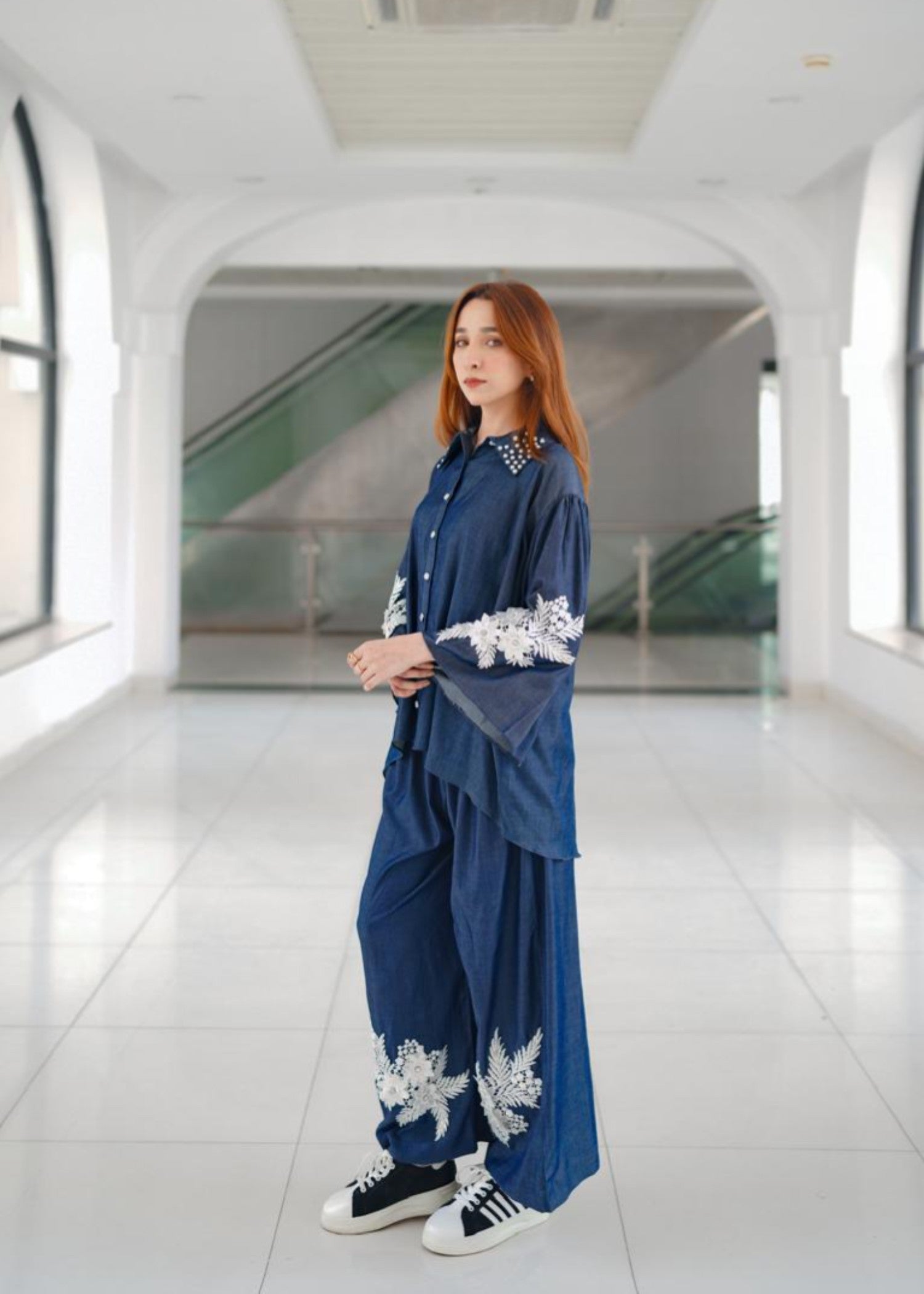 stretch denim Co Ord Sets in Sapphire blue