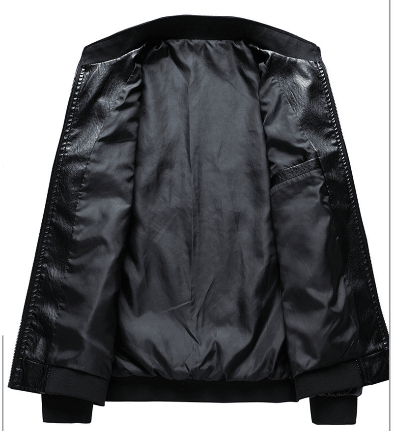 Stand up Collar Casual Spring and Autumn Leather Jacket