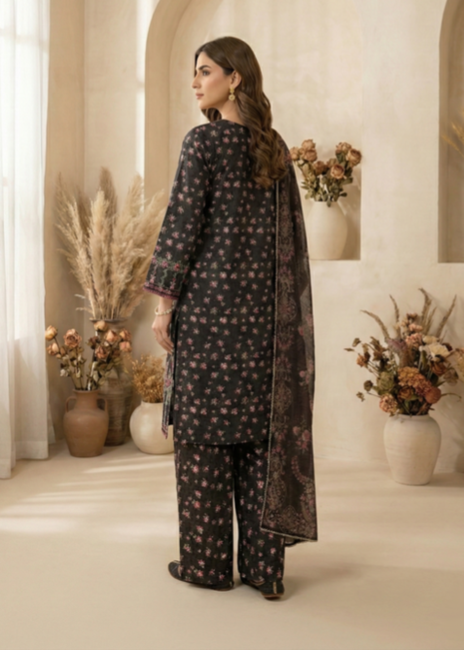 cotton dobby Kurta Set in Black
