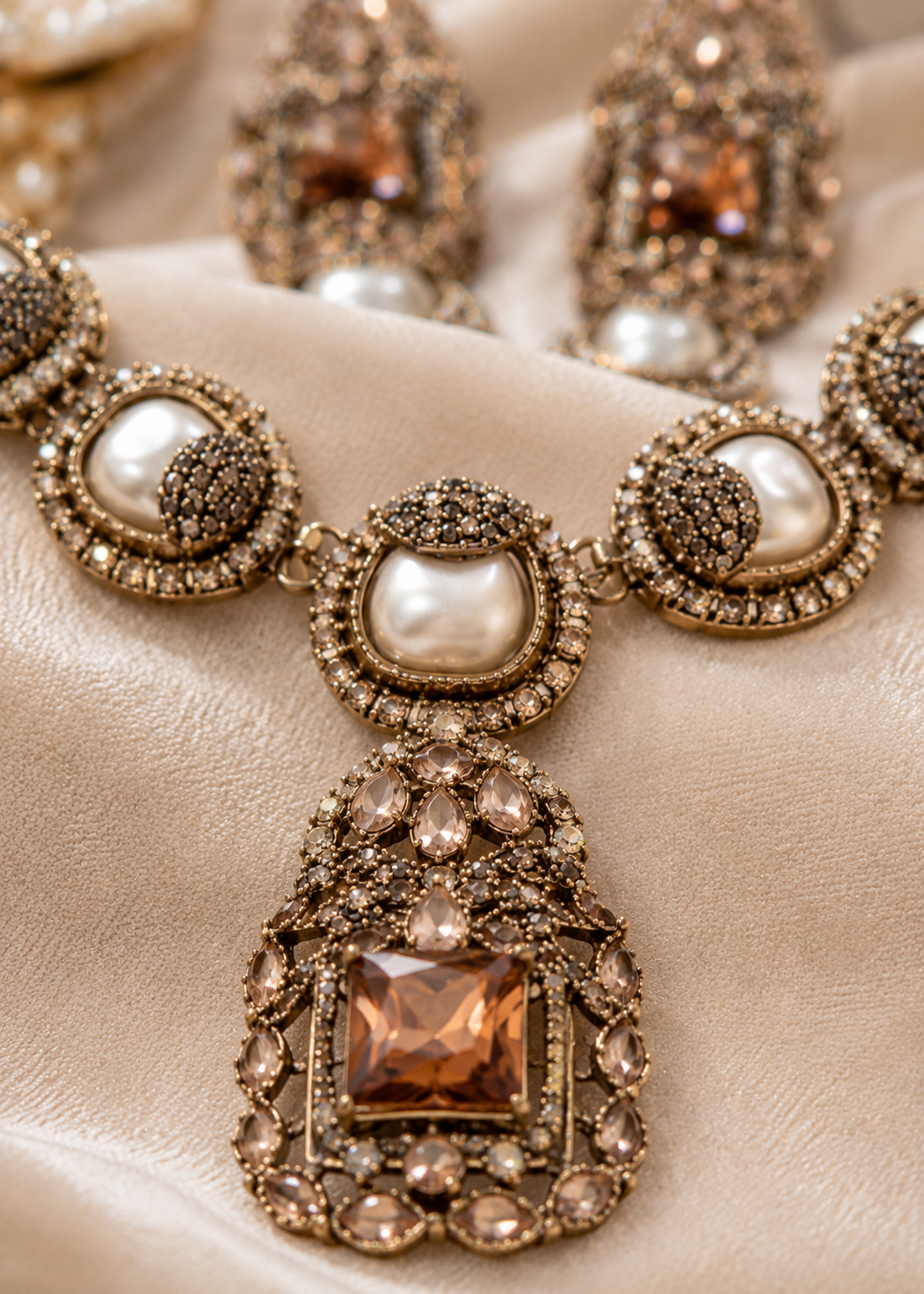 Jewelry Set in Pearl white, champagne Color by - Trendy Women Jewelry Set GFB5852