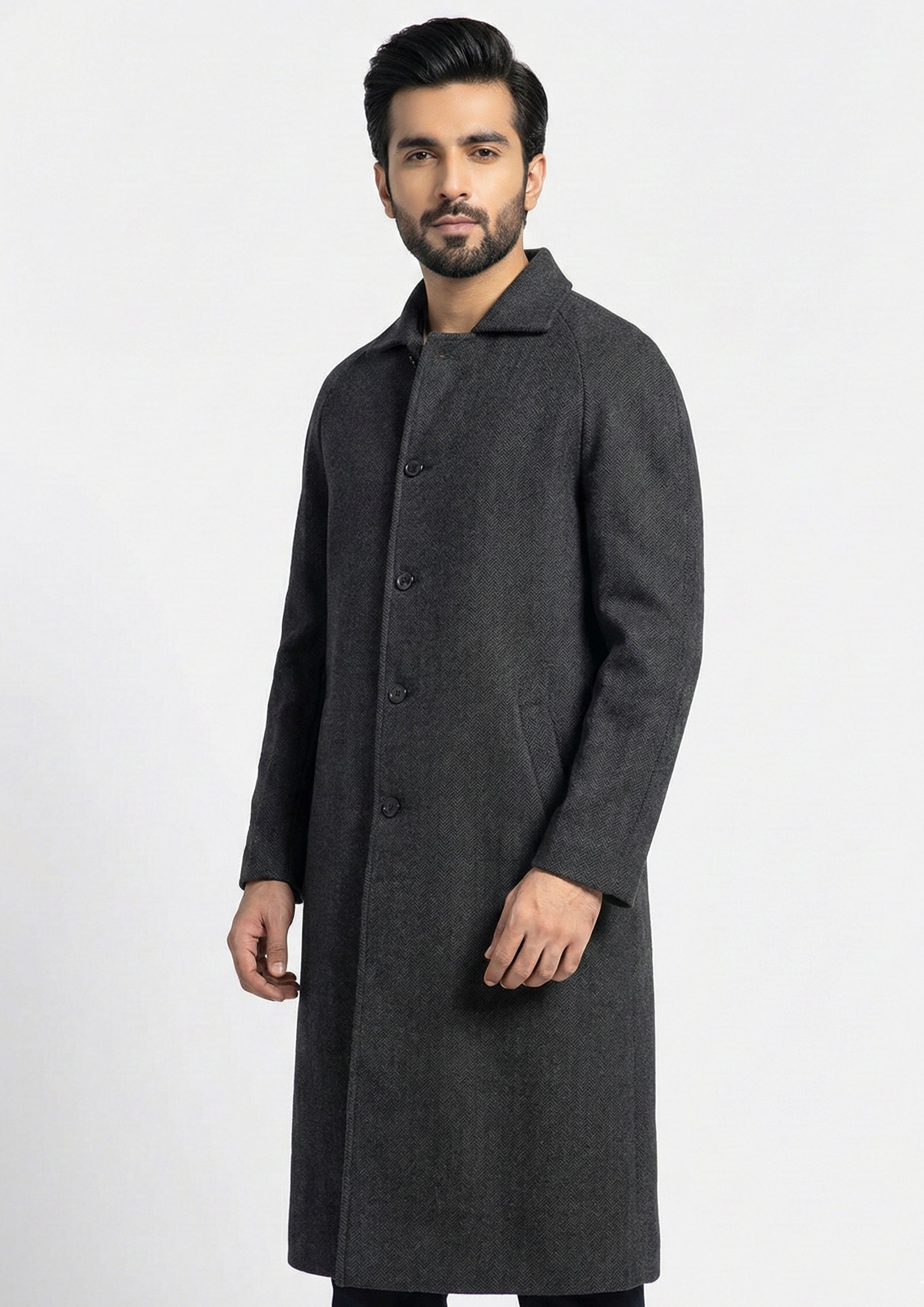 herringbone Coat in Graphite