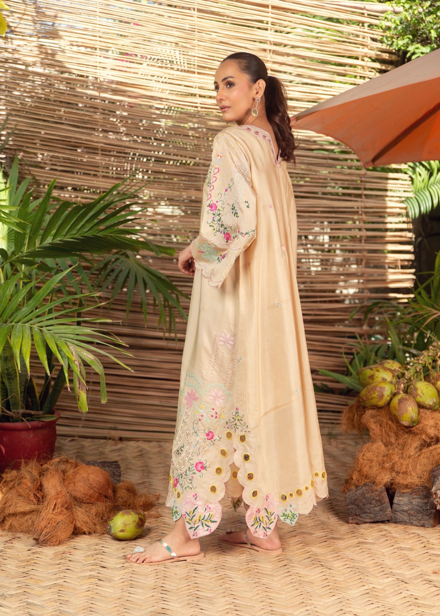 silk Kaftan in Buttercream