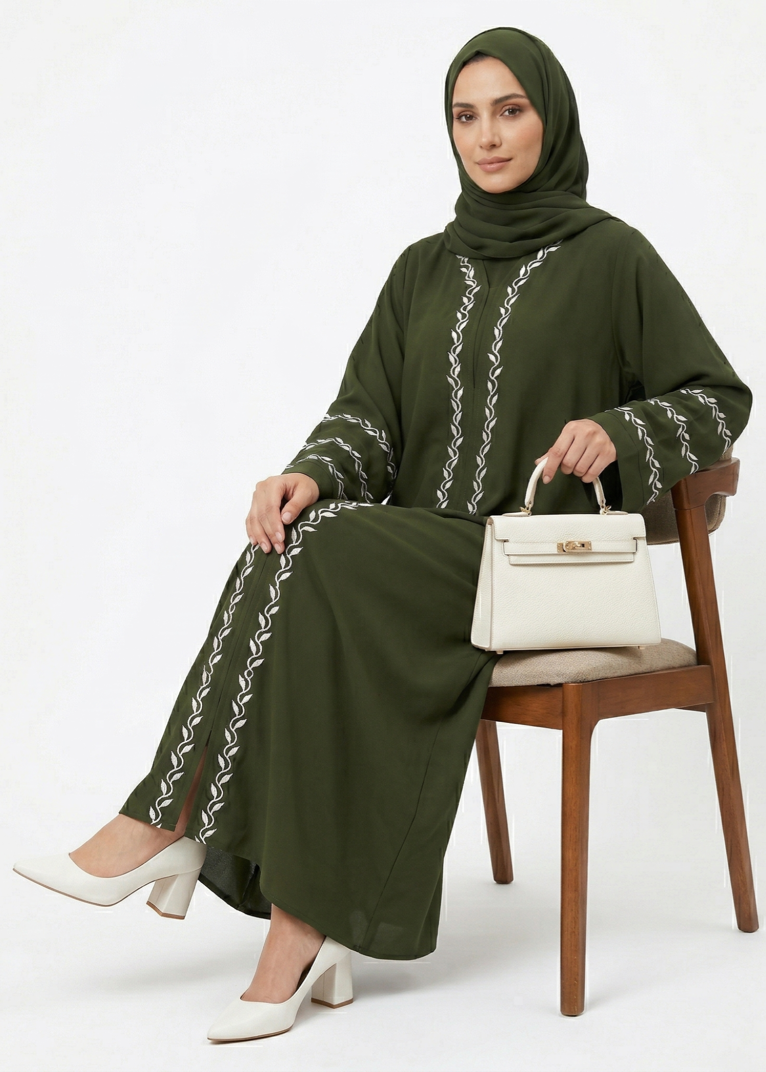 nidha Abaya in Army green