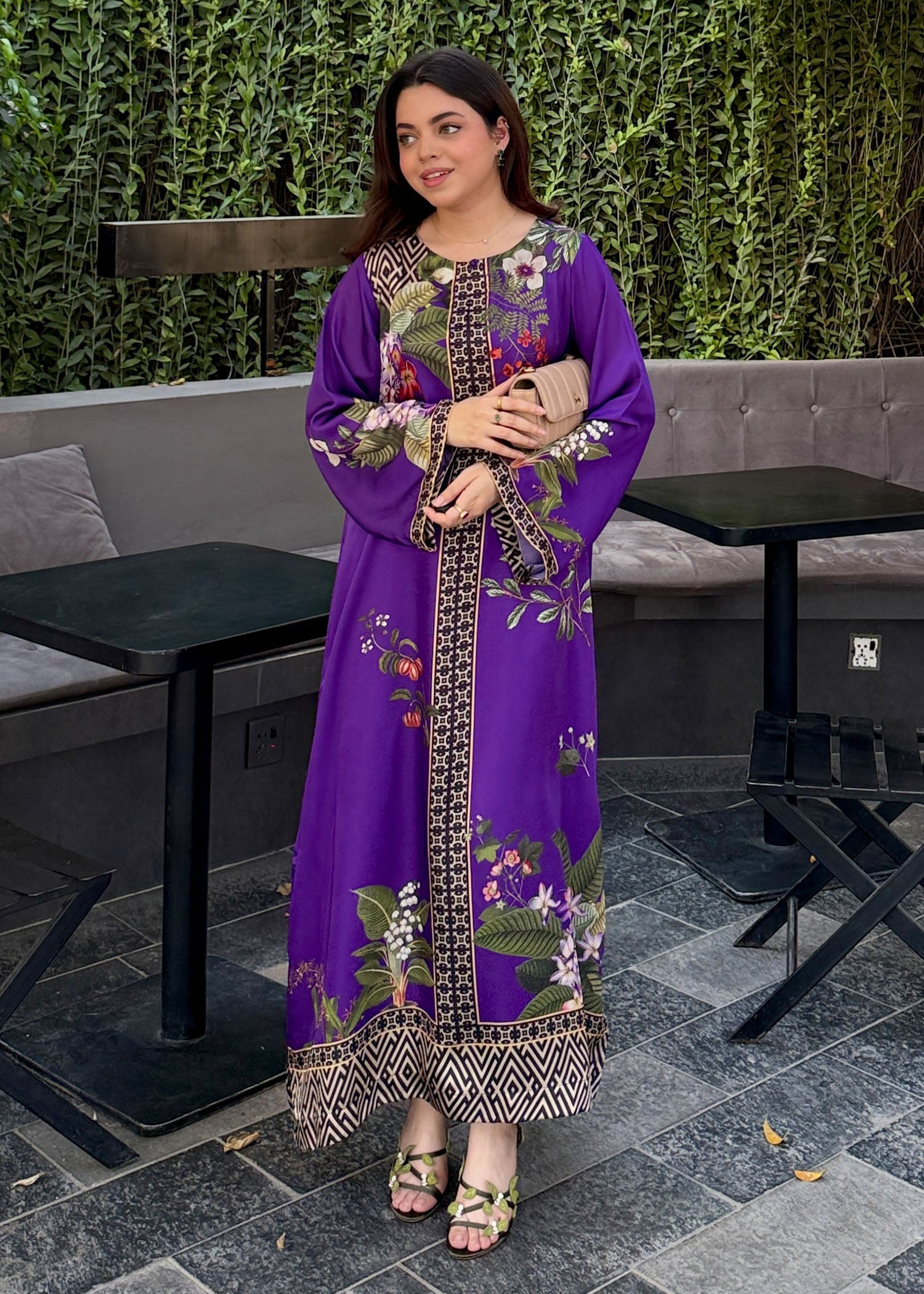 satin silk Kaftan in Purple