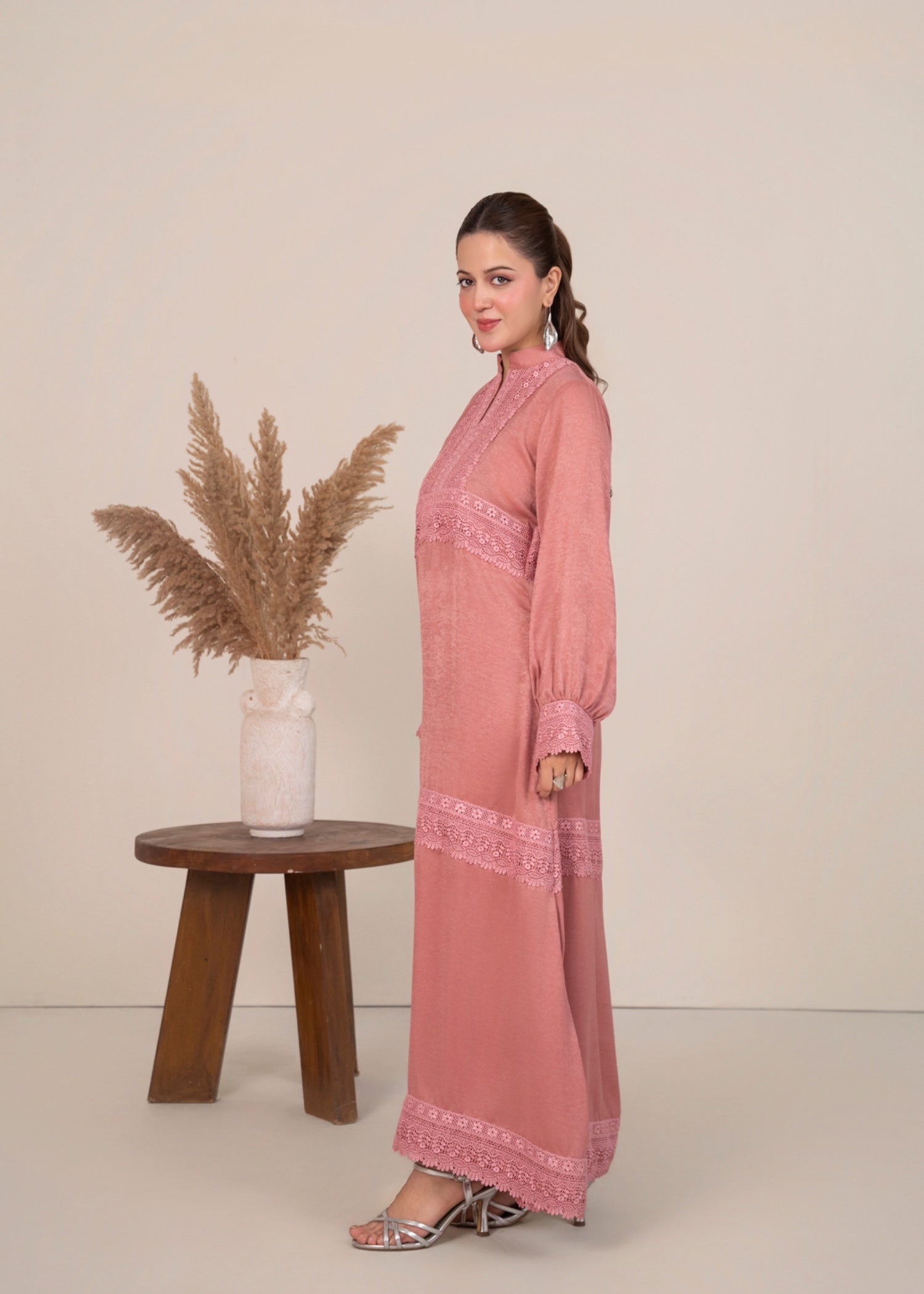 silk satin velvet Maxi in Light pink