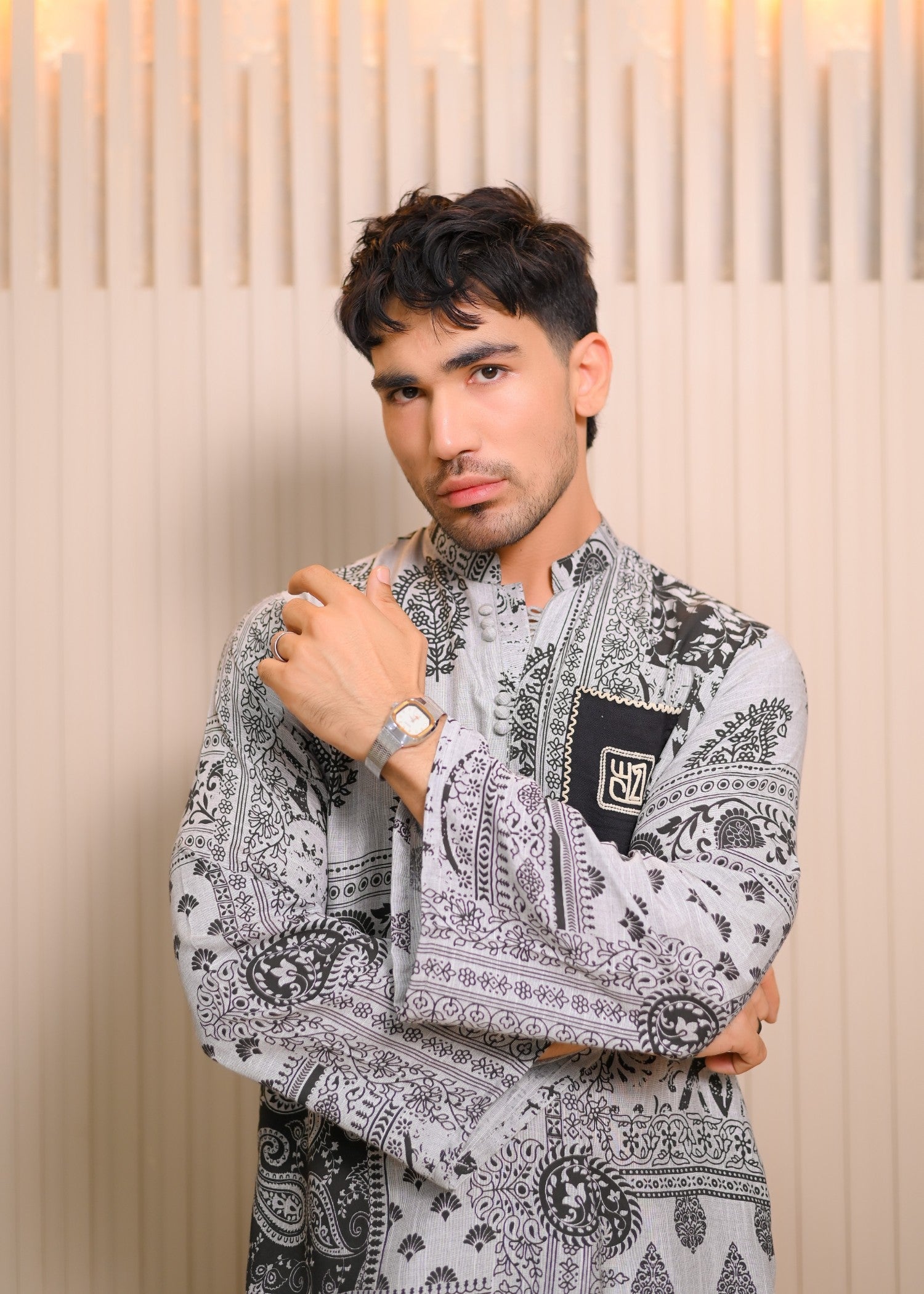 cotton net Kurta Set in Grey