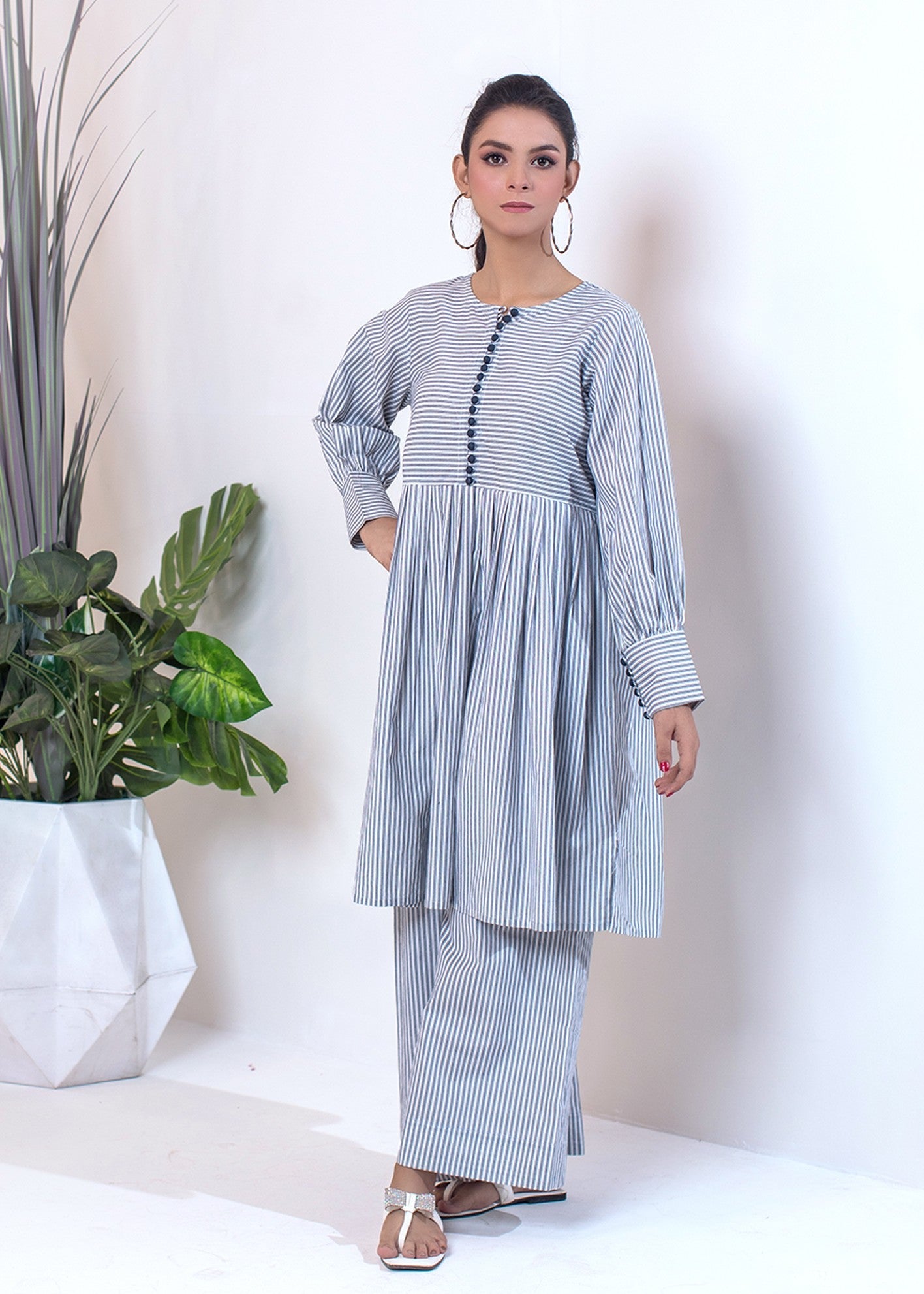 cotton Short Frock in Blue