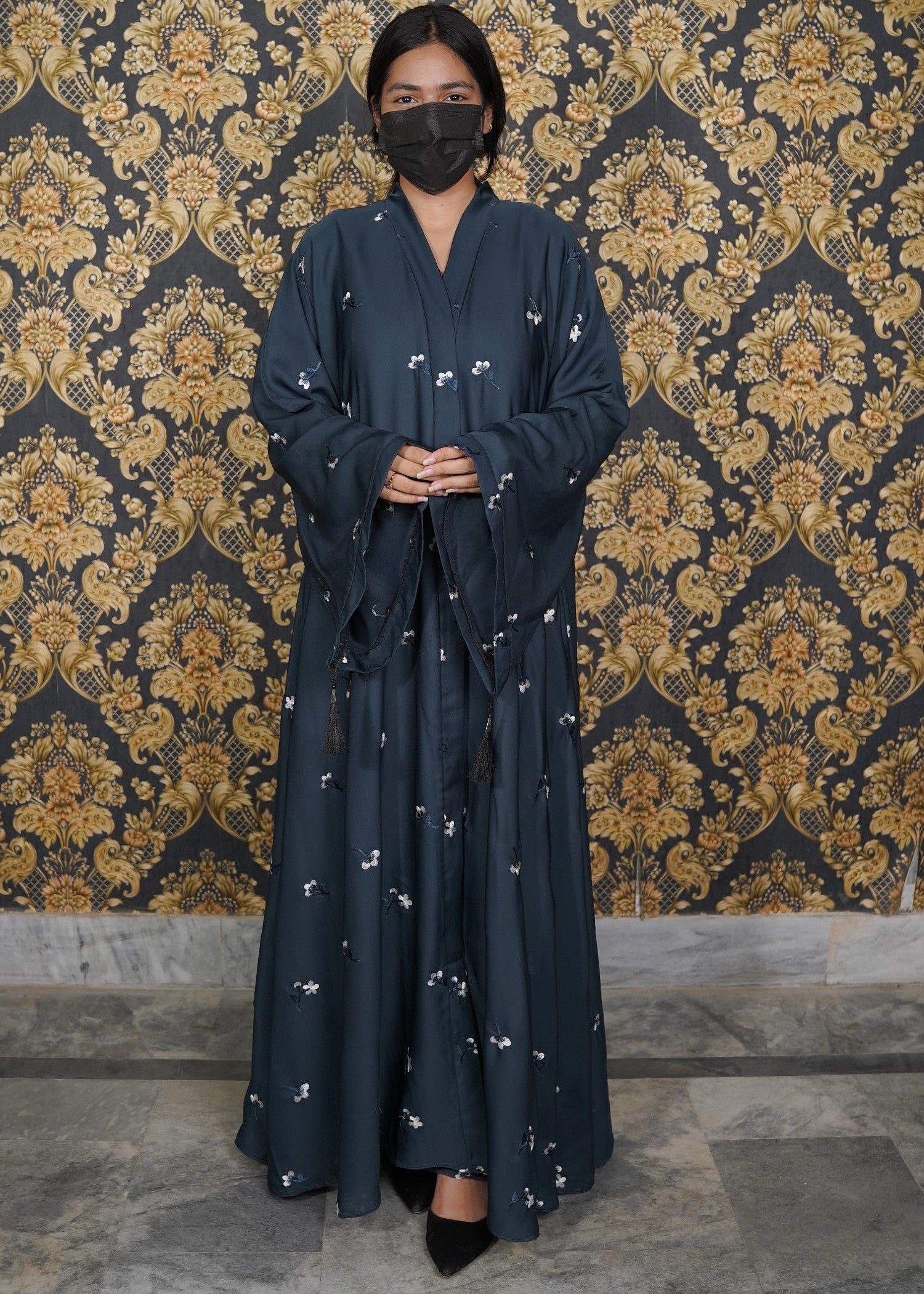 thai silk Abaya in Teal