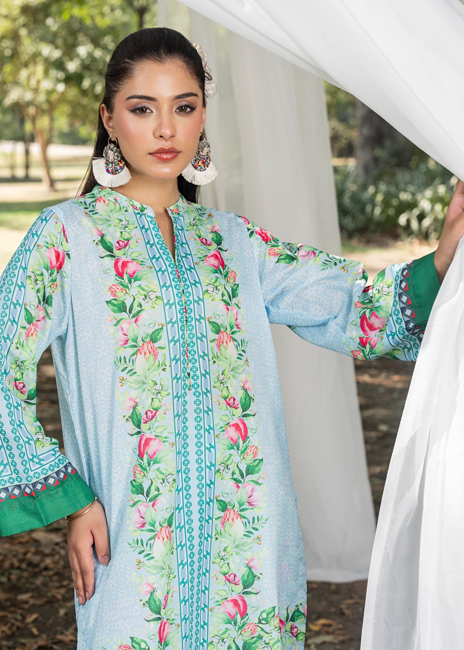cotton silk Co ord Sets in Sky blue
