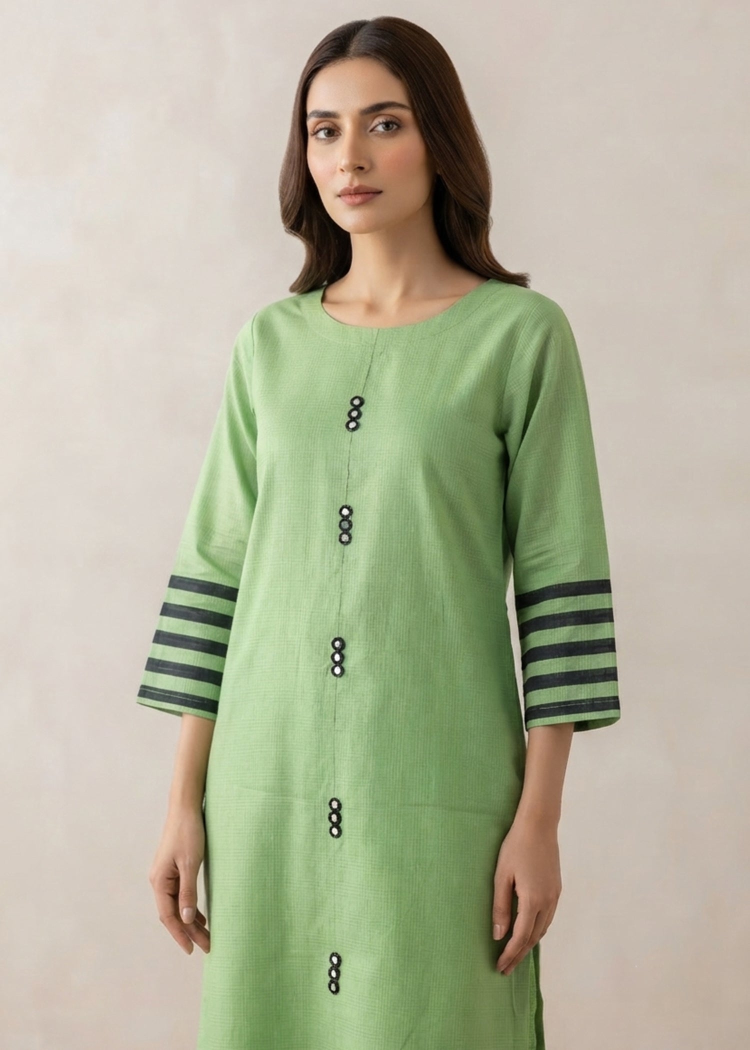 lawn cotton Kurta Set in Lime green