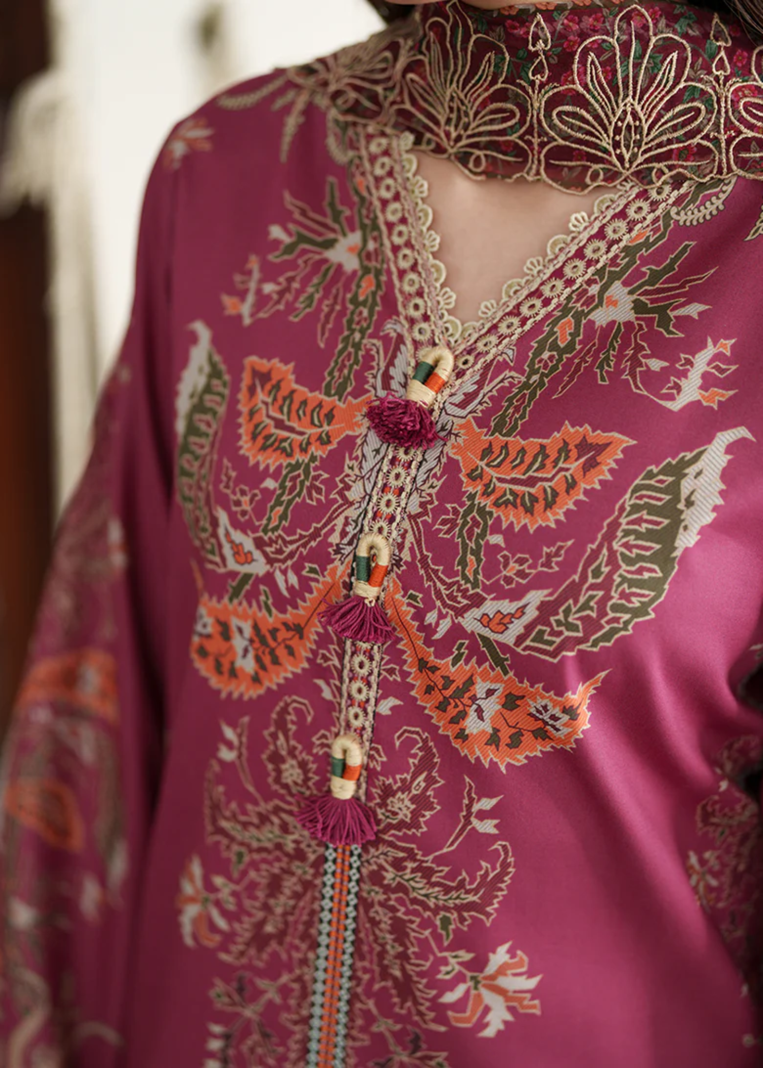lawn Unstitched in Hot pink red
