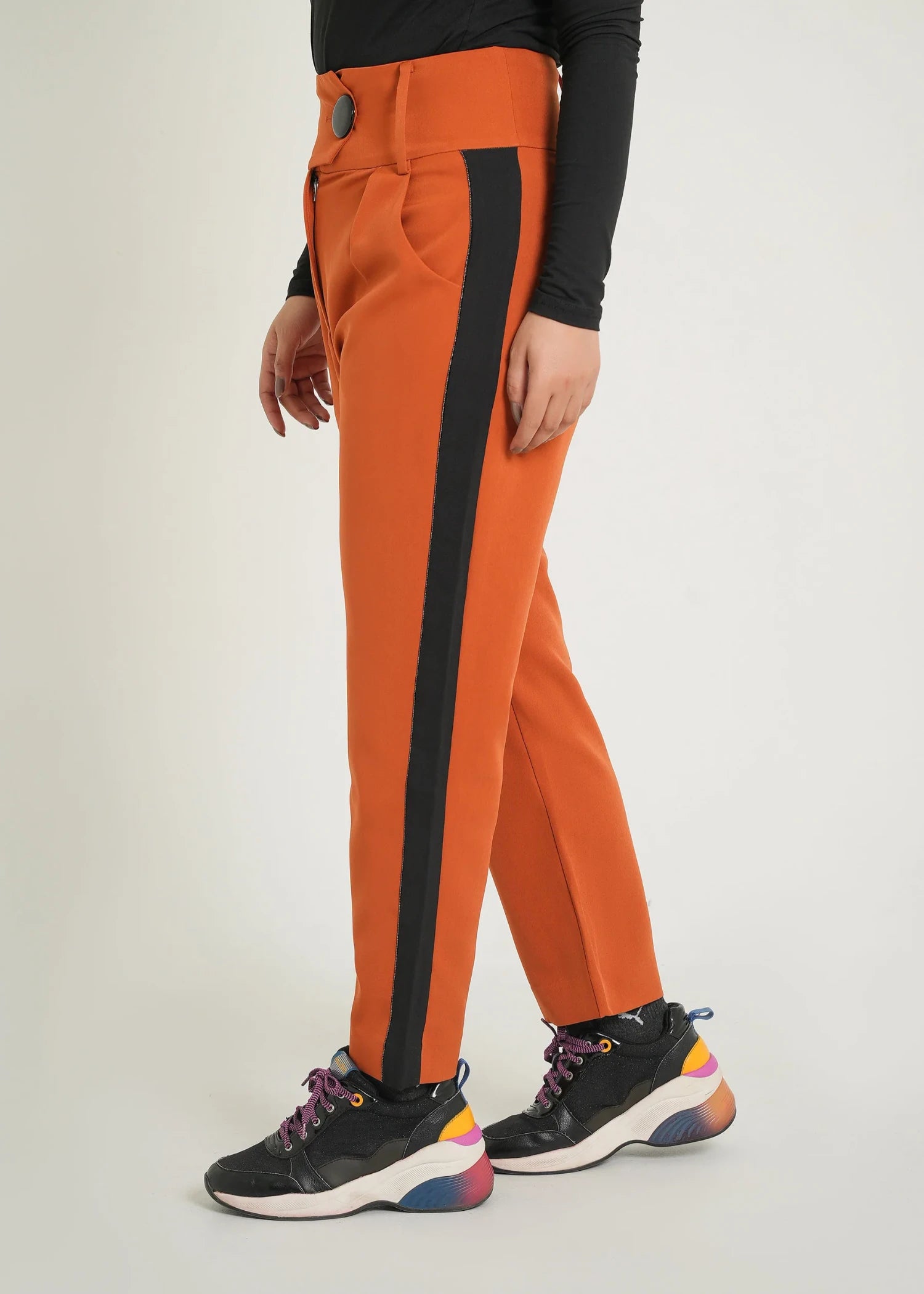 polyester-silk blend Trousers in Pumpkin orange