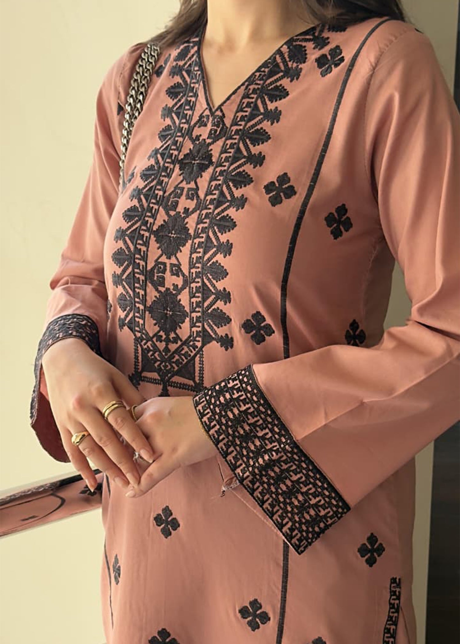 cotton Kurta Set in Brown