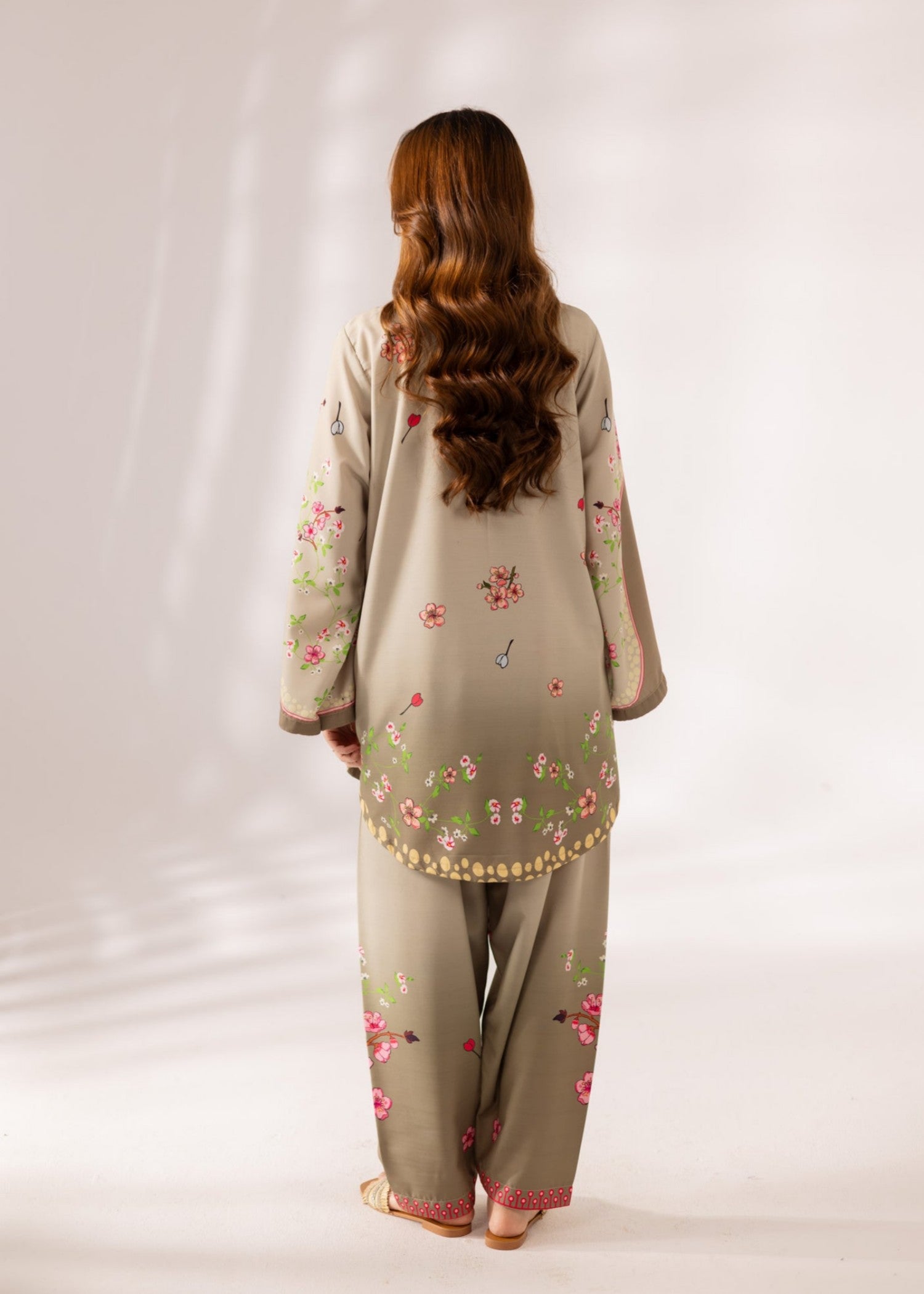 slub khaddar Kurta Set in Tan brown, khaki brown